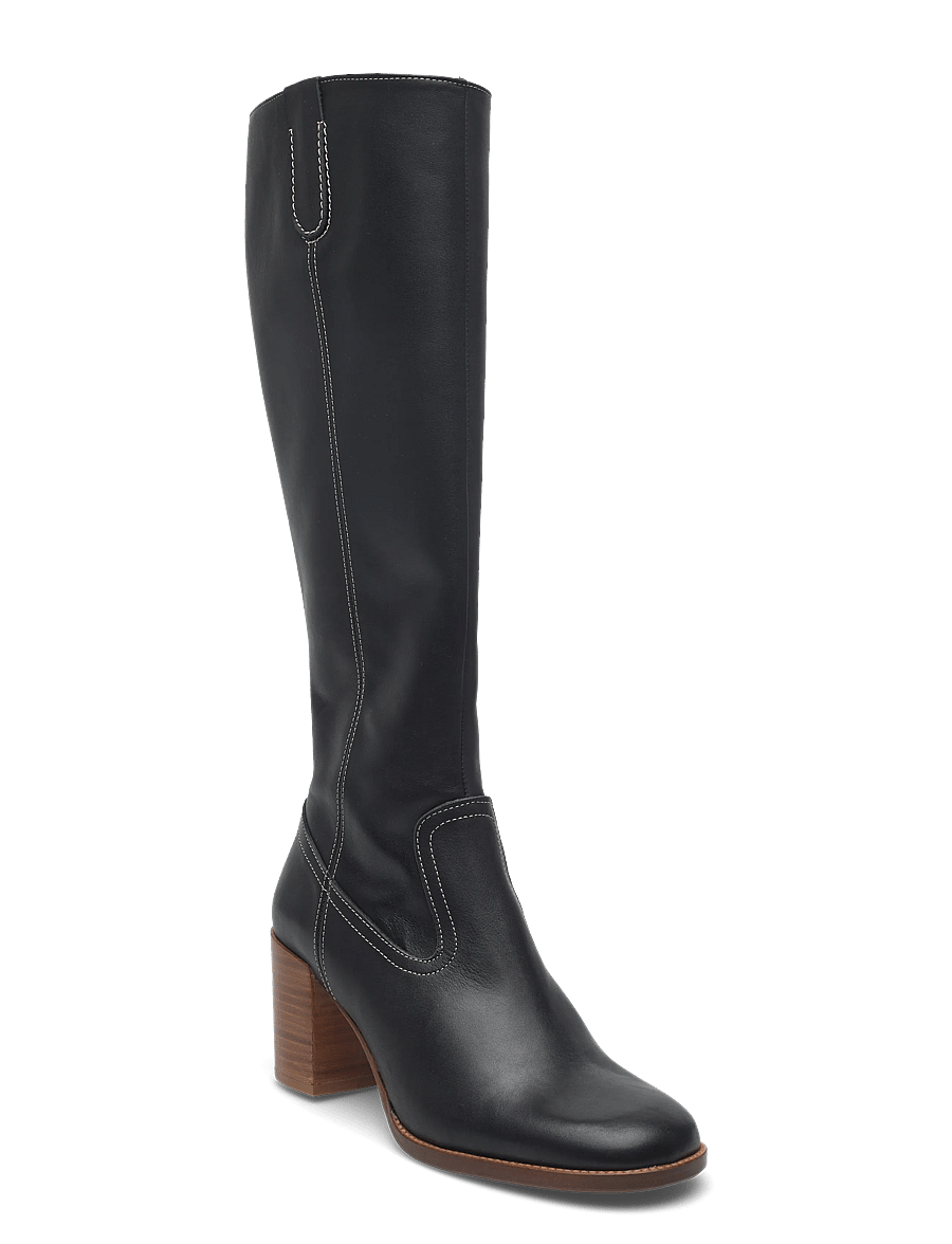 Billi Bi - Long Boots - zābaki līdz ceļiem - black calf/lt. heel - 0