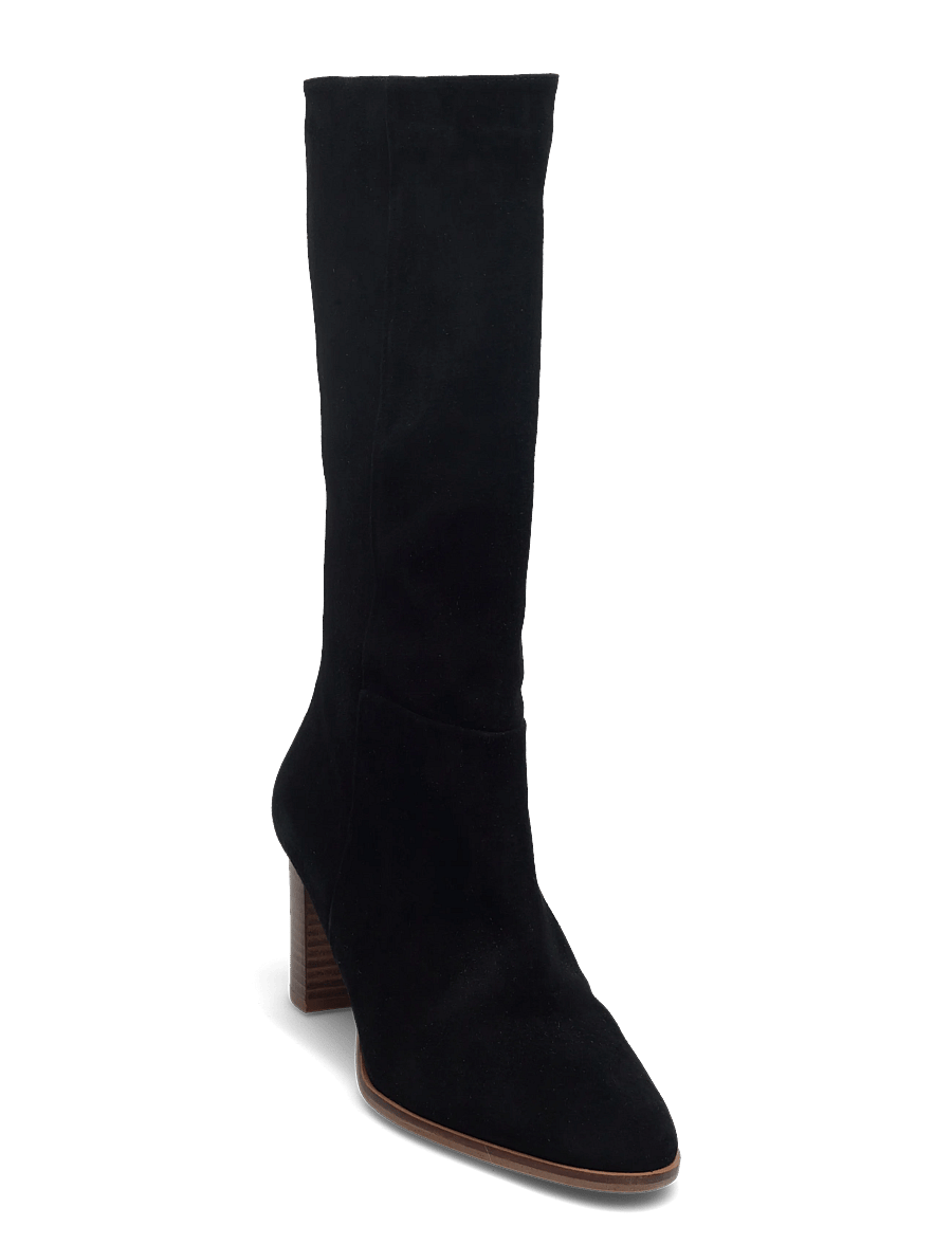 Billi Bi - Booties - langskaftede støvler - black suede/lt. heel - 0