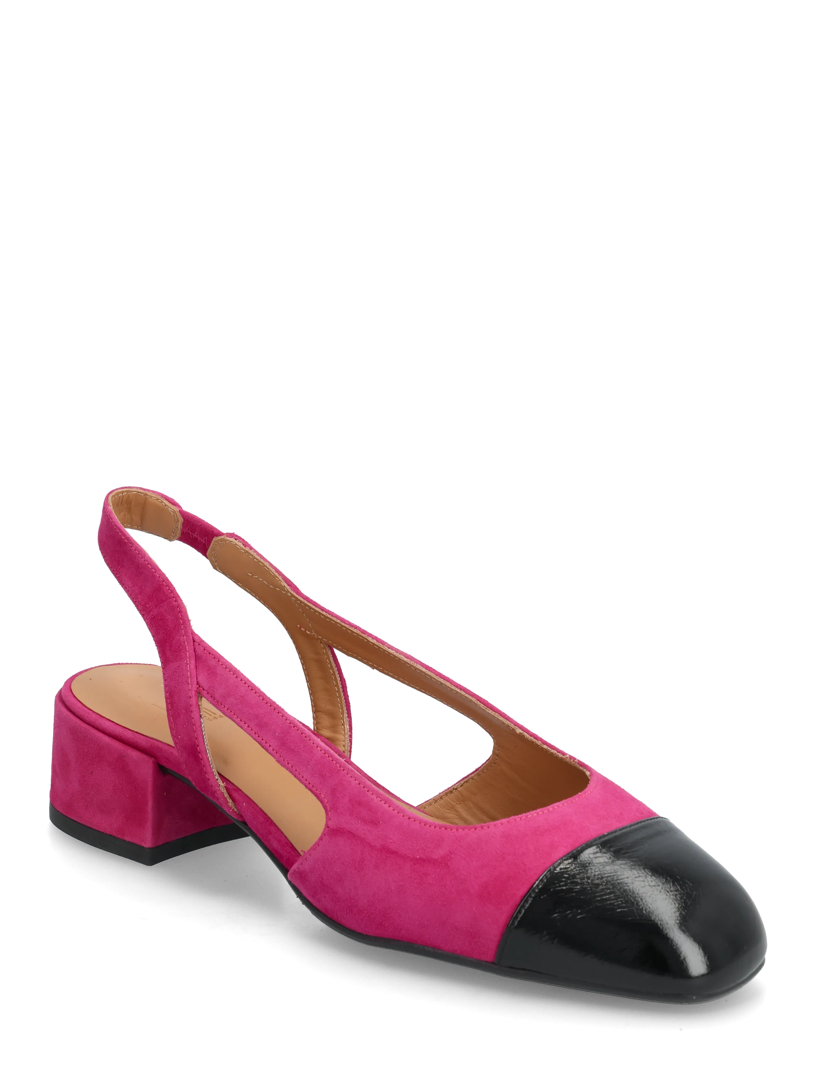 Sling back - BLACK PATENT/FUXIA SUEDE