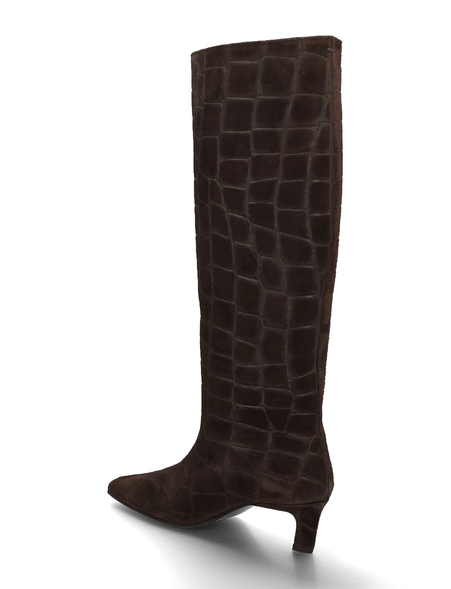 Billi Bi - Long Boots - langskaftede støvler - dark brown coper suede - 1