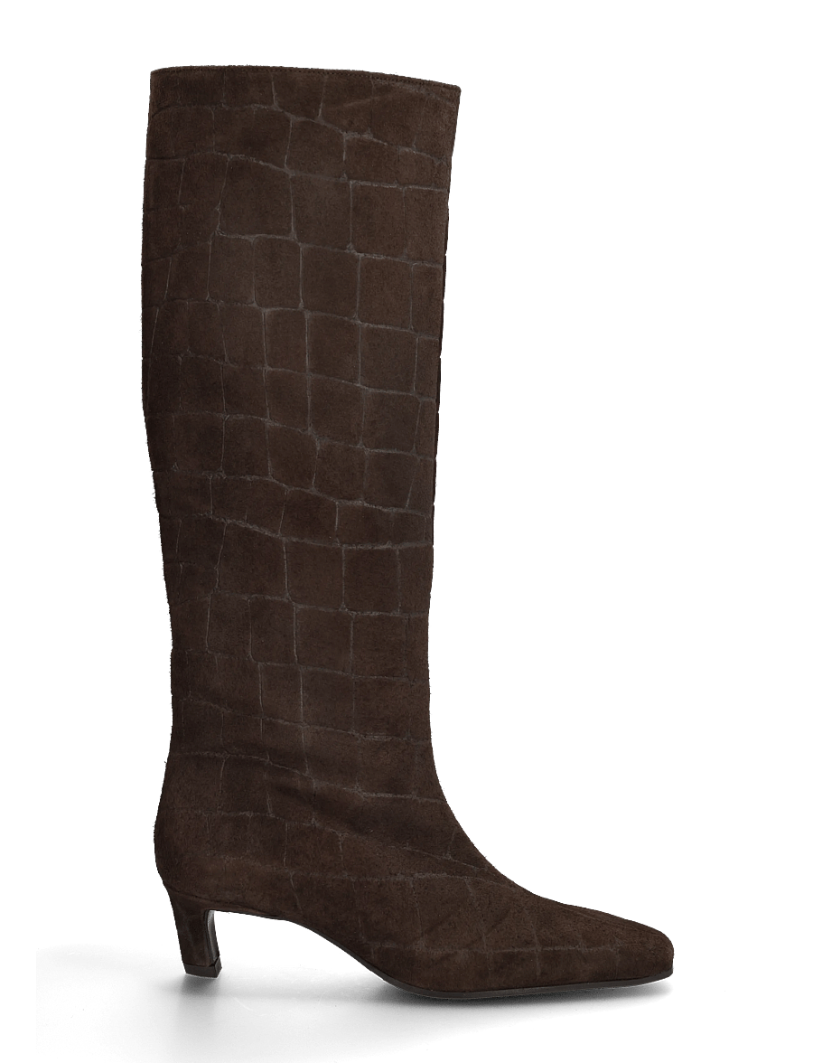 Billi Bi - Long Boots - langskaftede støvler - dark brown coper suede - 2
