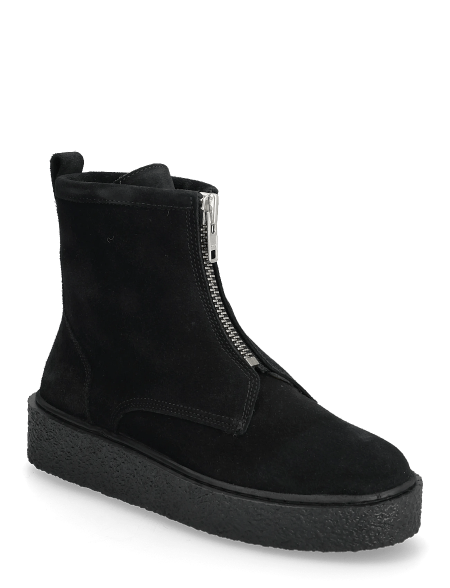 Billi Bi - Warm lining - platta ankelboots - black babysilk suede - 0