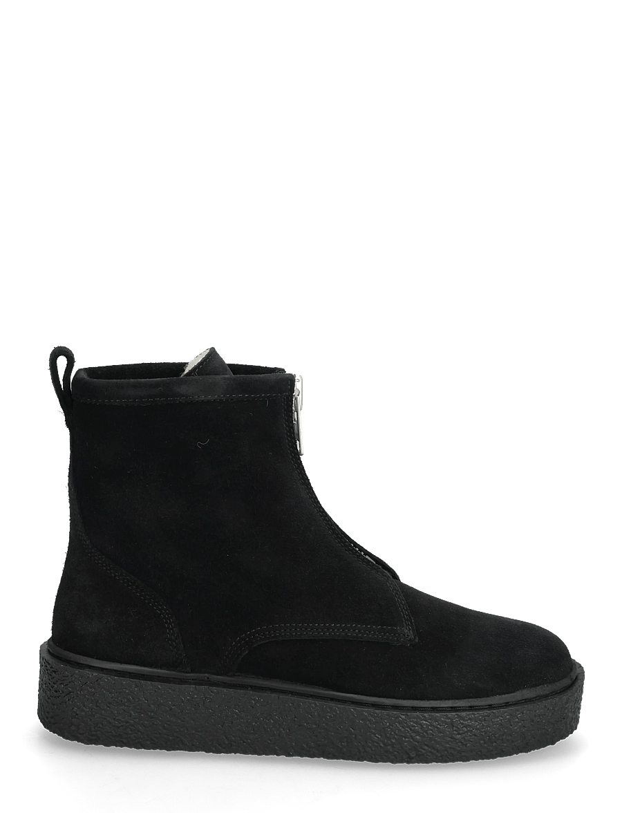 Billi Bi - Warm lining - platta ankelboots - black babysilk suede - 1
