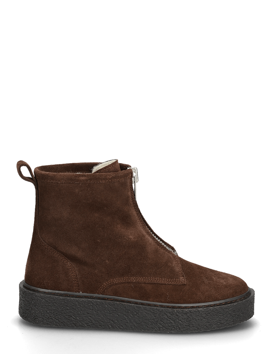 Billi Bi - Warm lining - flade ankelstøvler - chocolate brown suede - 1