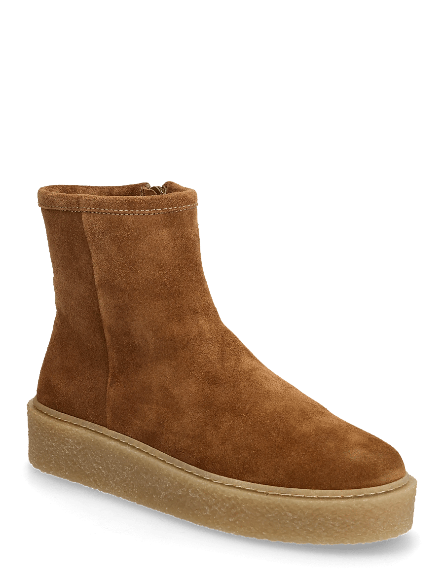 Billi Bi - Warm lining - platta ankelboots - cognac suede - 0