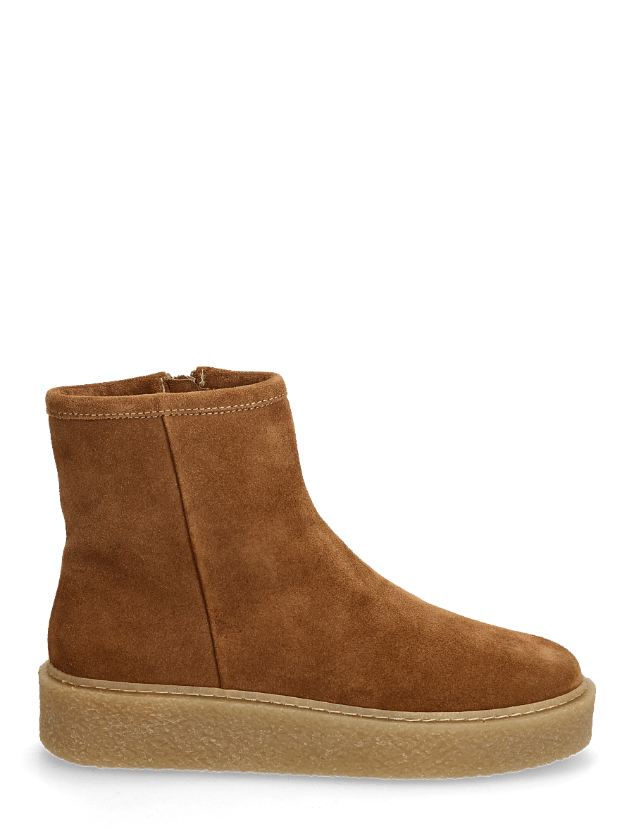 Billi Bi - Warm lining - platta ankelboots - cognac suede - 1