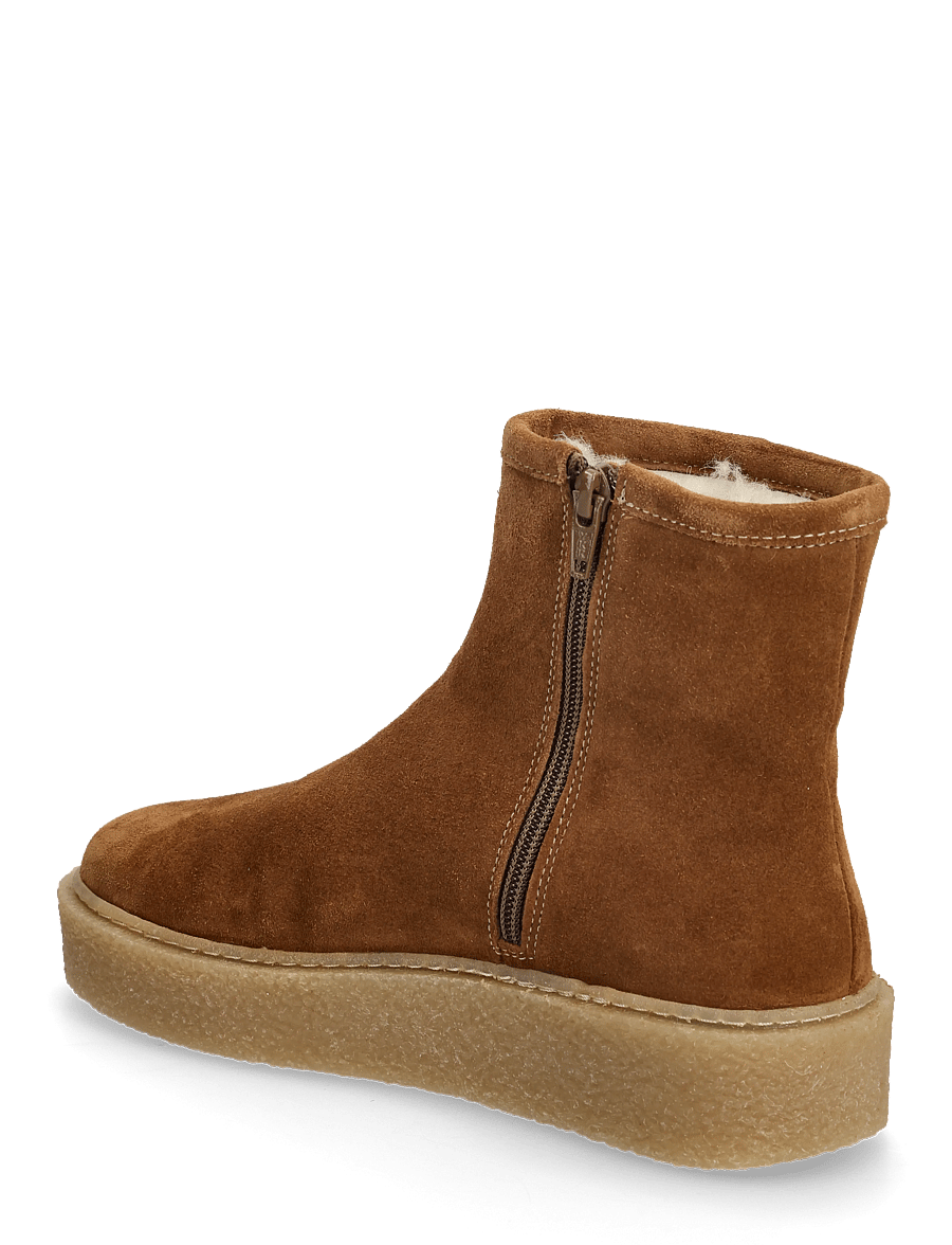 Billi Bi - Warm lining - platta ankelboots - cognac suede - 2