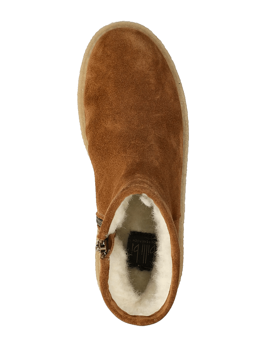 Billi Bi - Warm lining - platta ankelboots - cognac suede - 3