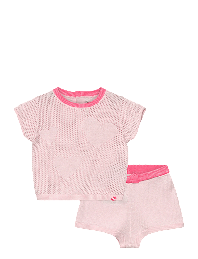 Billieblush T-SHIRT+SHORTS - Komplektai su marškinėliais trumpomis rankovėmis - PINK PALE / pink/rose