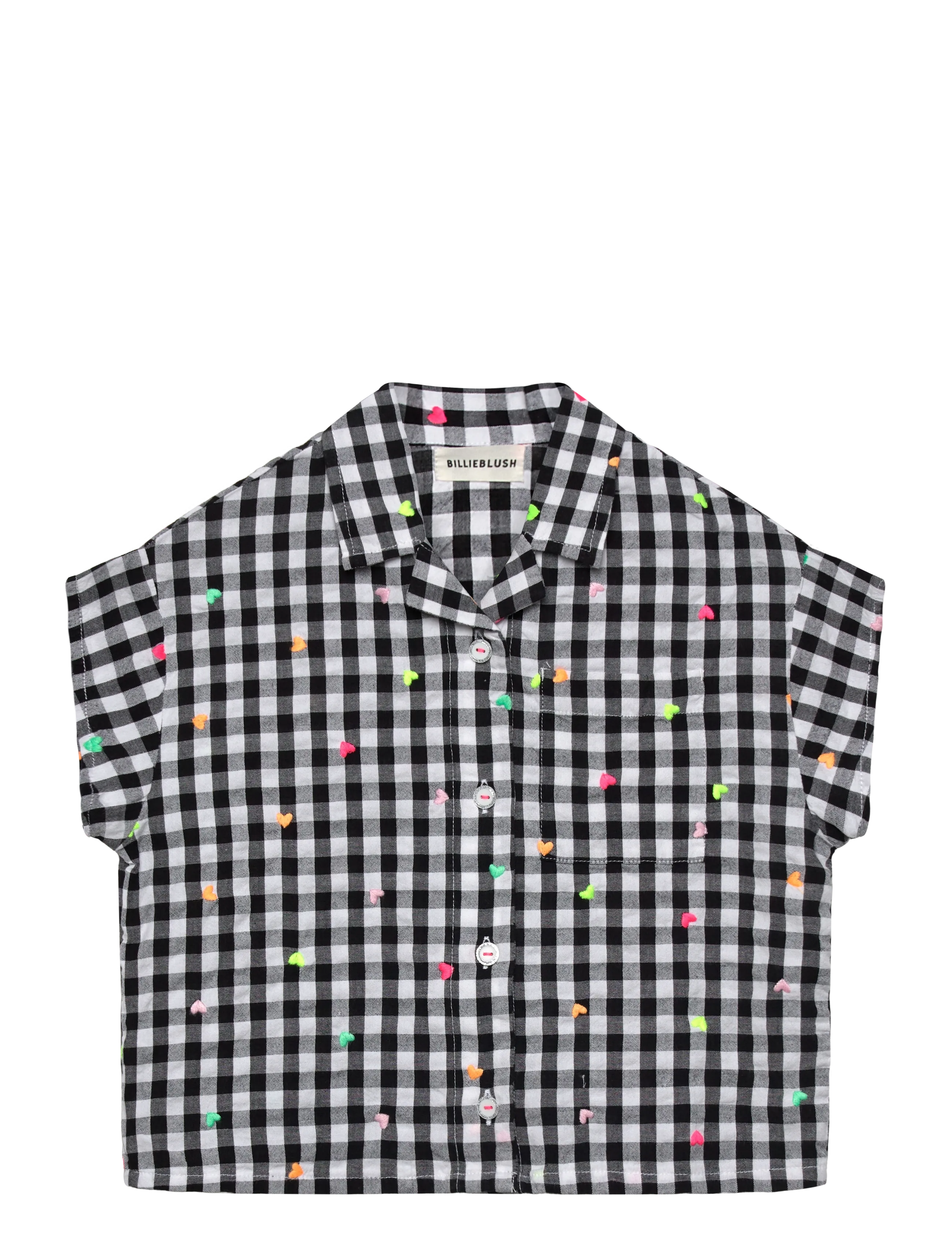 Billieblush Blouse, Broderet Gingham Bluse, Sort, Str: 116