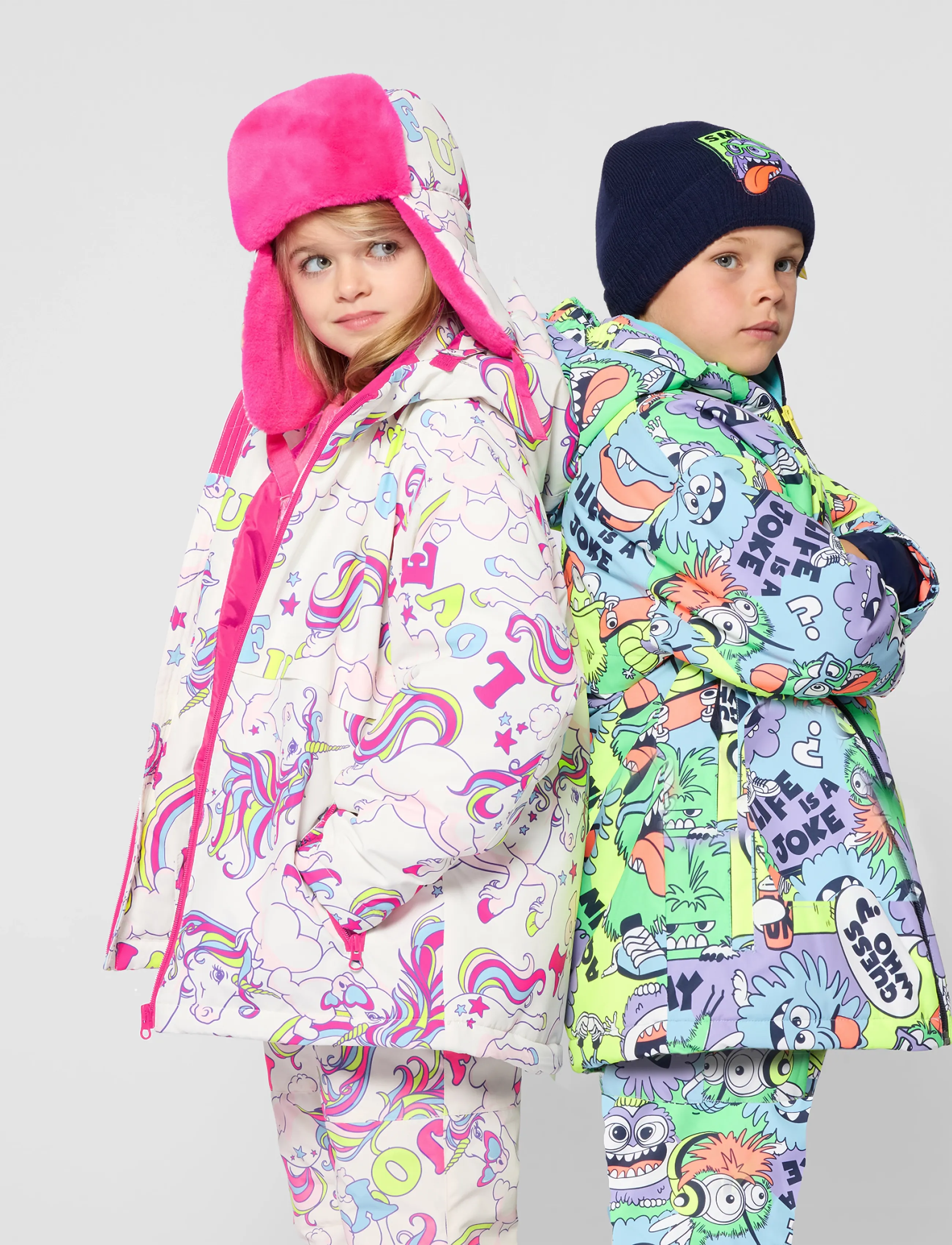 Billieblush Chapka, Børn, Faux Fur Enhjørning Print Chapka, Lyserød, Str: SIZE THREE