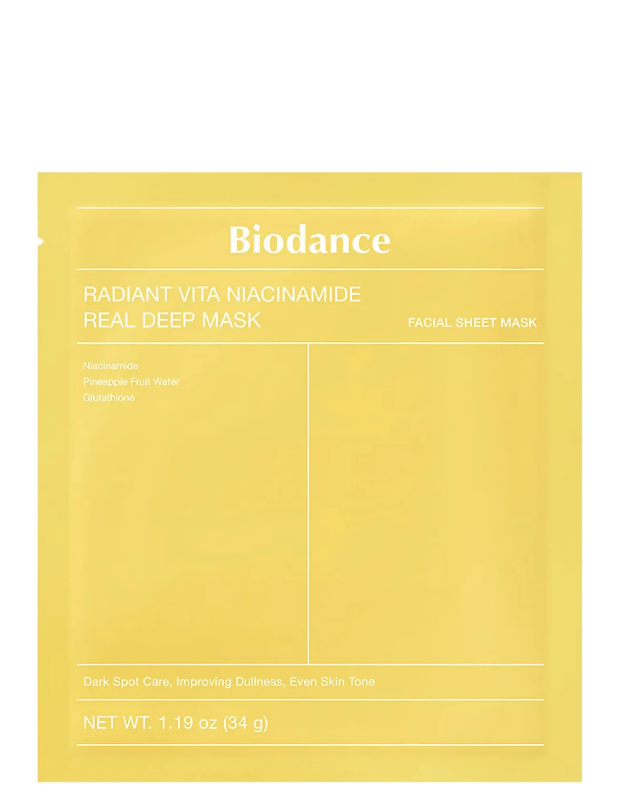 Biodance Radiant Vita Niacinamide Real Deep Mask, 1 PCS, Nude, Masker > Sheetmask, Dame