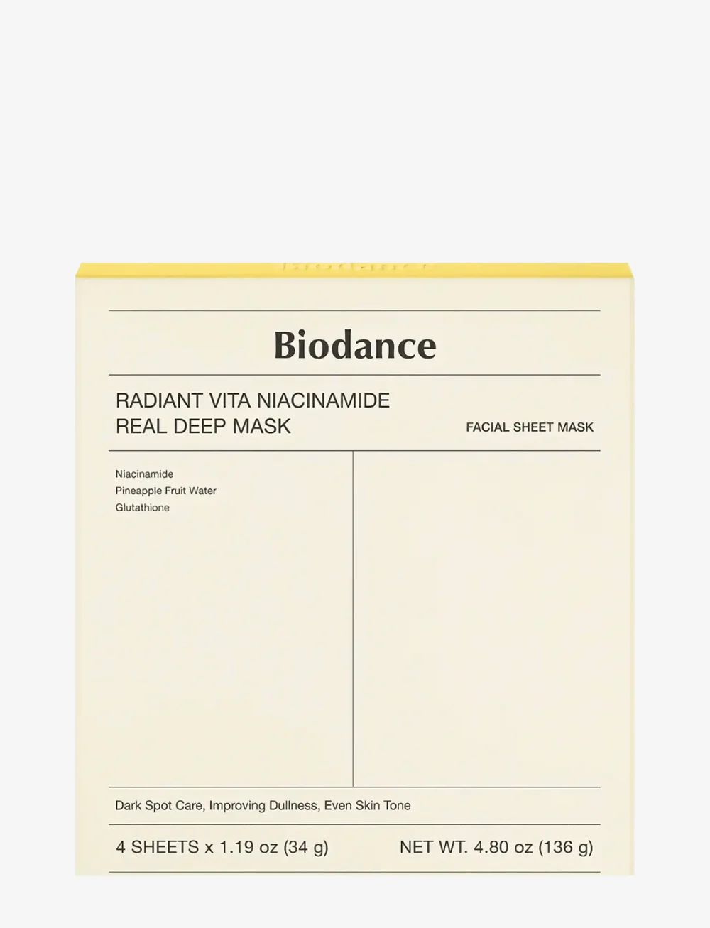Biodance - Radiant Vita Niacinamide Real Deep Mask (4 pcs.) - näomask - clear - 0