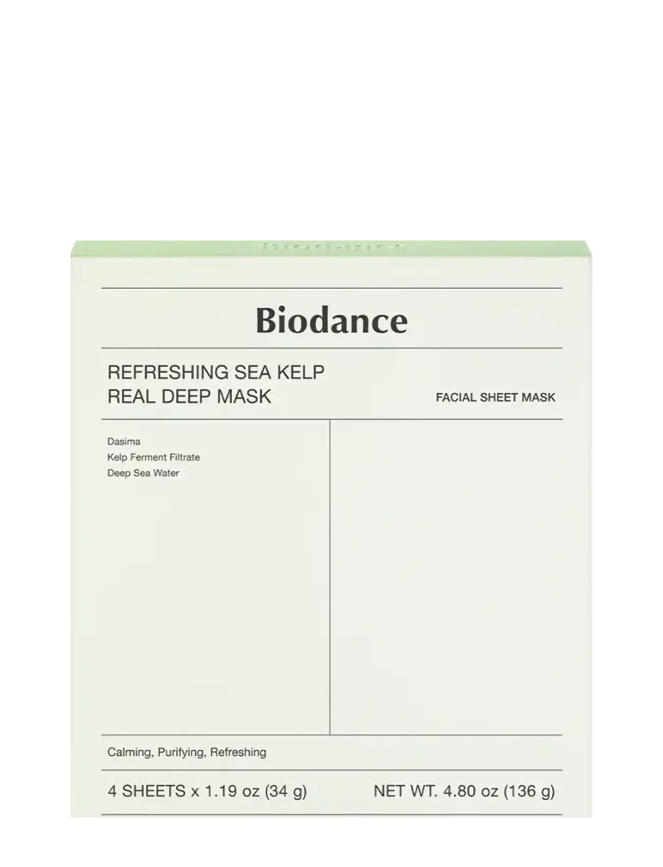 Biodance Refreshing Sea Kelp Real Deep Mask (4 Pcs.), Sheetmaske, Nude, Str: 4 PCS