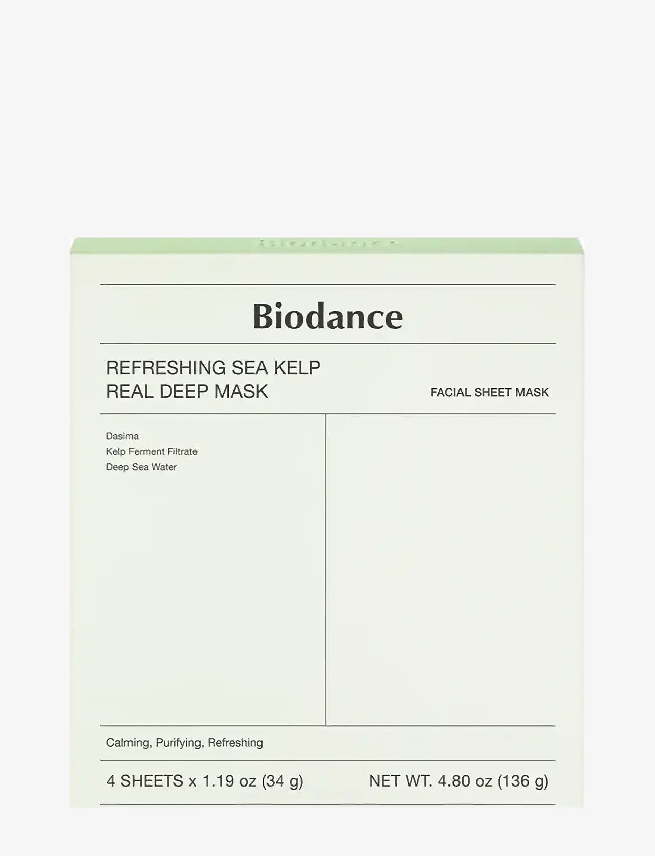 Biodance - Refreshing Sea Kelp Real Deep Mask (4 pcs.) - sheet masks - clear - 0
