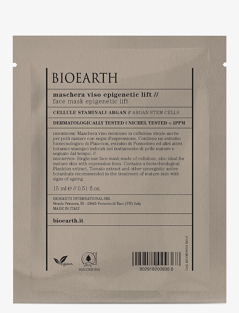 Bioearth - Bioearth Face Sheet Mask epigenetic lift - Argan Stem Cells - nahahooldus - clear - 0