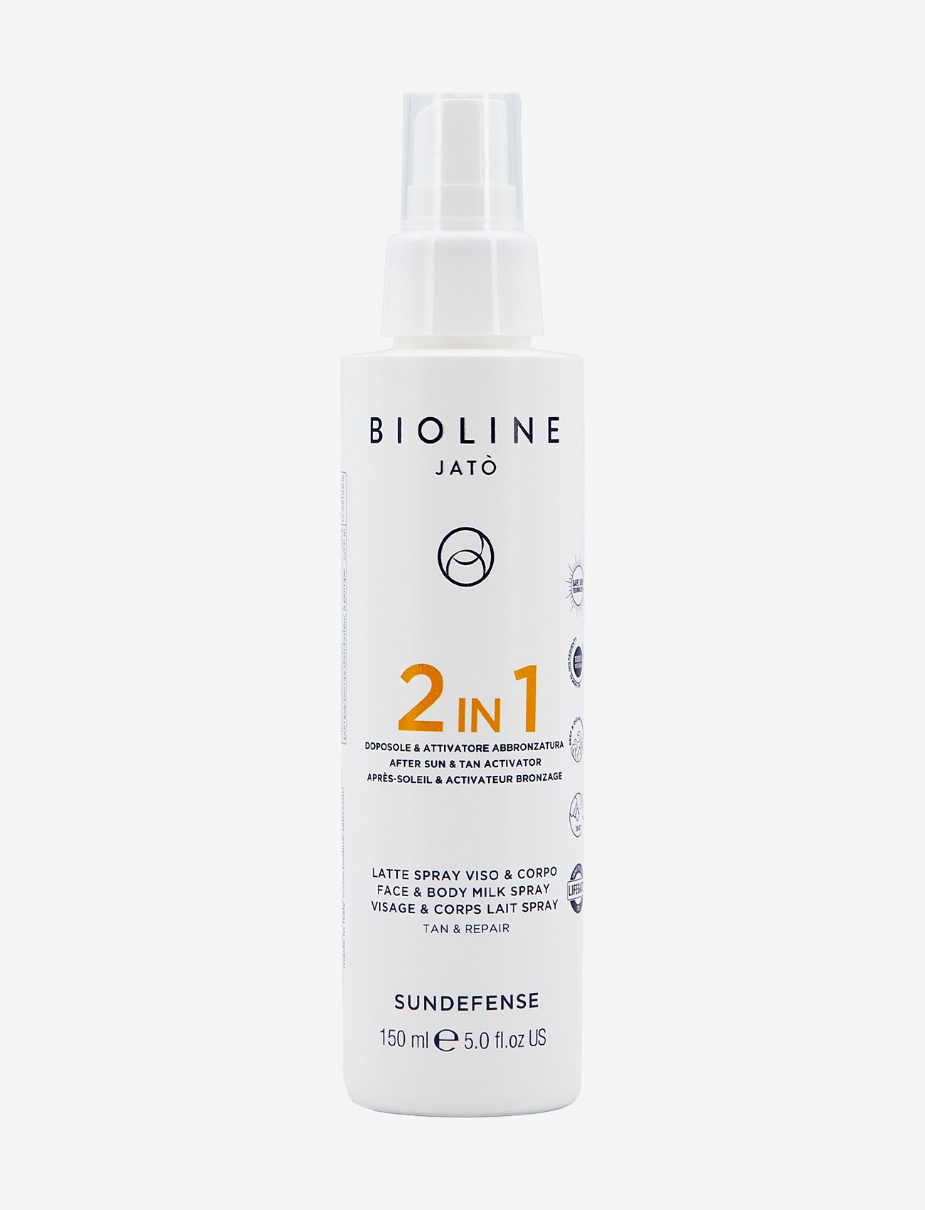 Bioline Jatò - 2 IN 1 After Sun & Tan Activator Face & Body Milk Spray Tan & Repair - kroppsvård - clear - 0