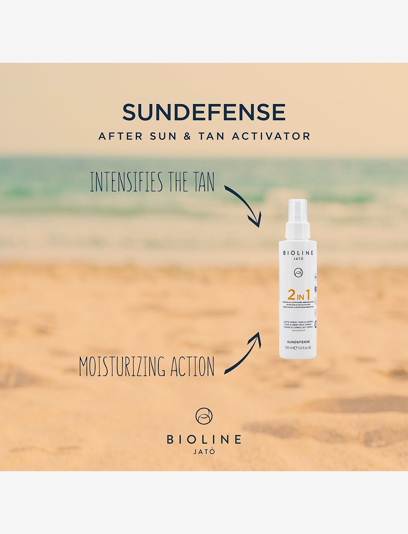 Bioline Jatò - 2 IN 1 After Sun & Tan Activator Face & Body Milk Spray Tan & Repair - kroppsvård - clear - 1