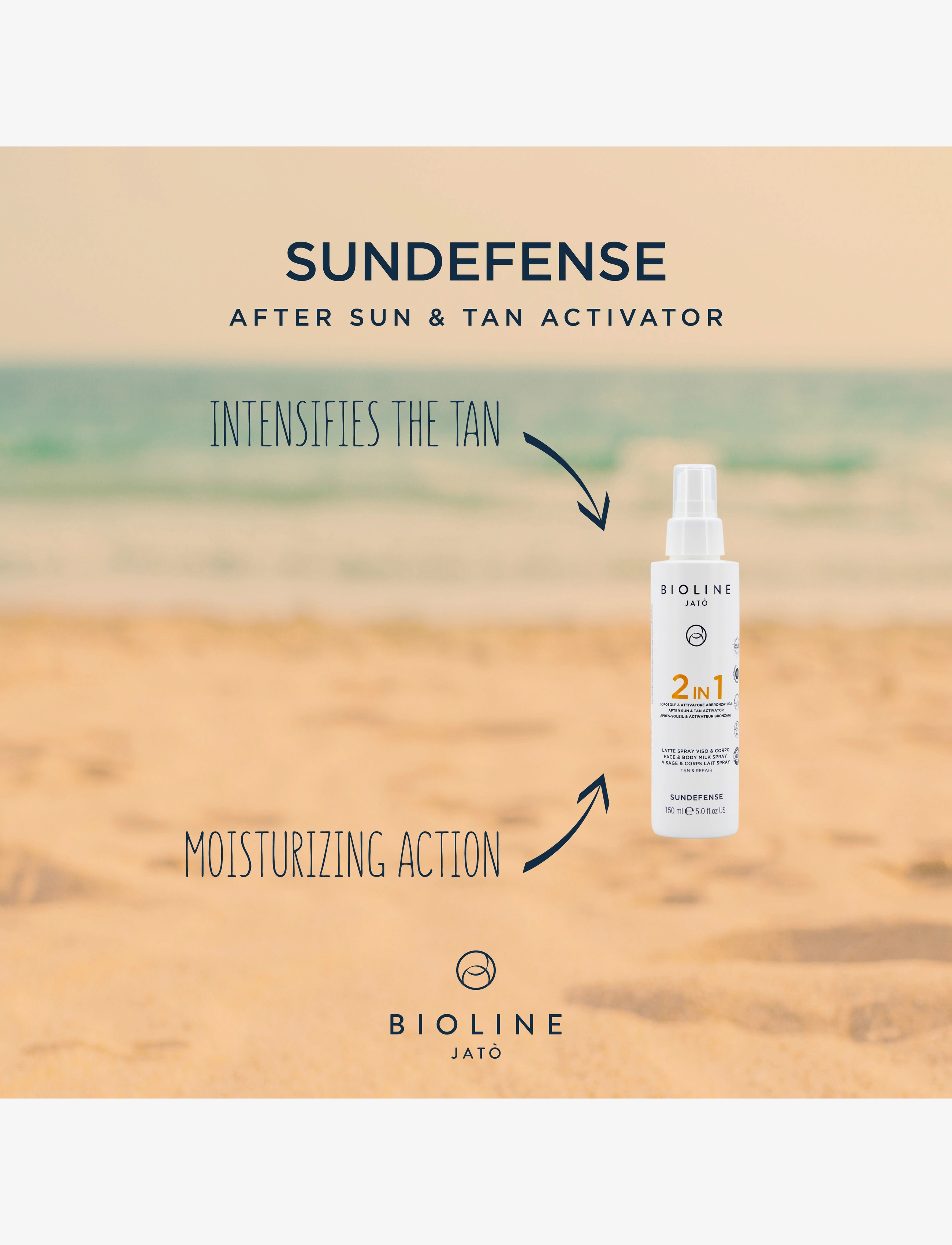 Bioline Jatò - 2 IN 1 After Sun & Tan Activator Face & Body Milk Spray Tan & Repair - kroppsvård - clear - 1