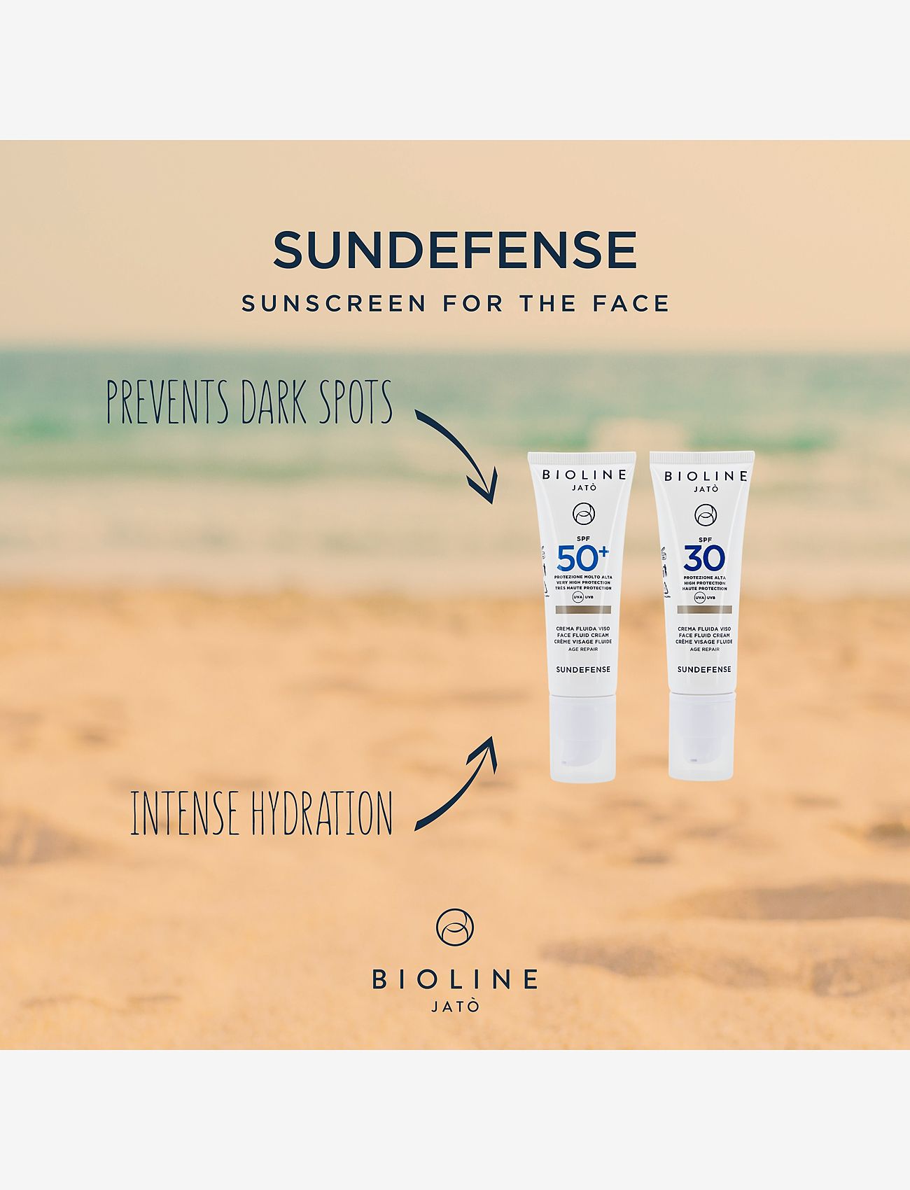 Bioline Jatò - SPF 50+ Very High Protection Face Fluid Cream Age Repair - för ansiktet - clear - 1