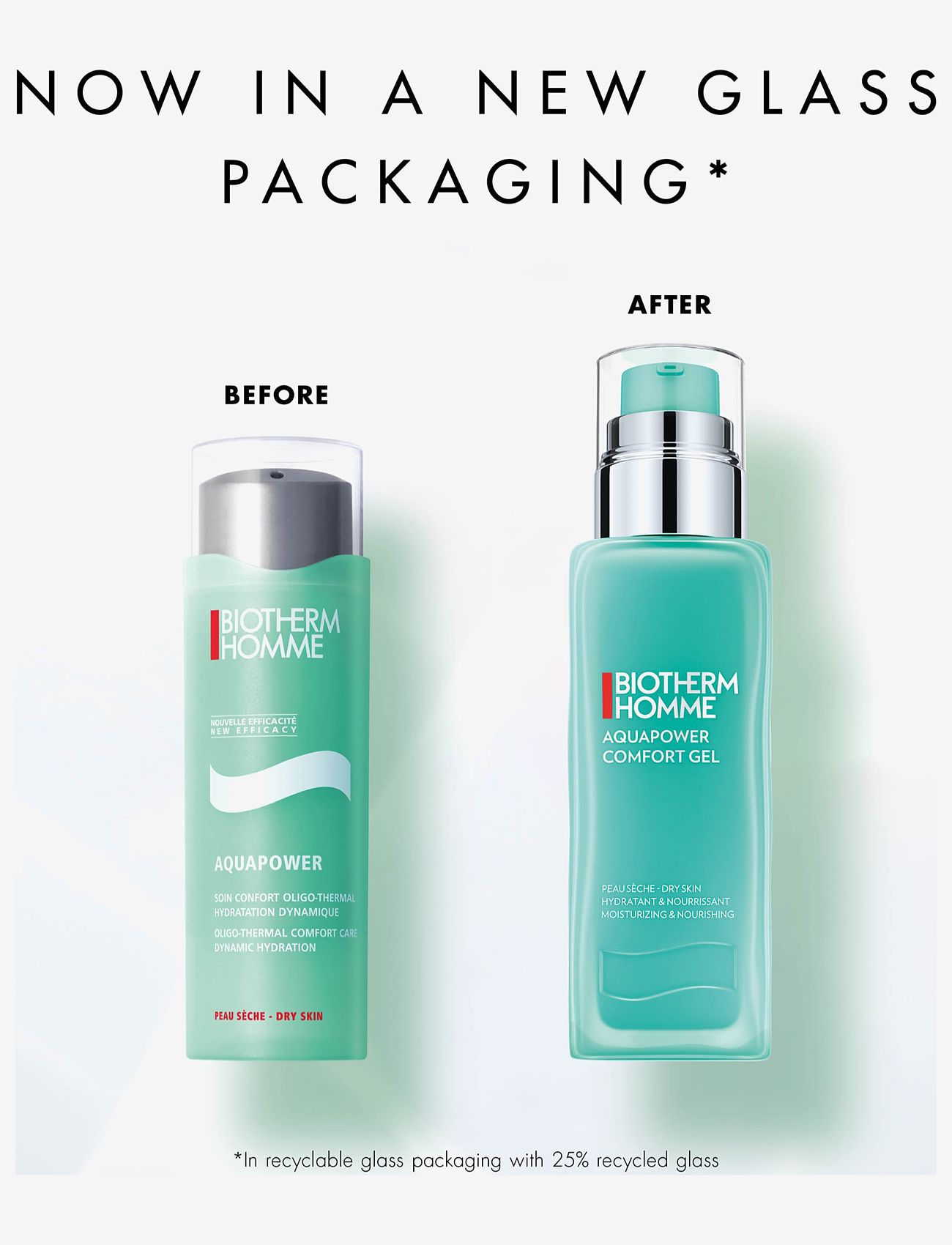 Biotherm - Biotherm Homme Aquapower Comfort Moisturizing Cream for Dry Skin 75ml - fuktkrämer - clear - 1