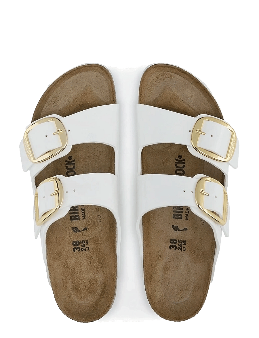 Birkenstock - Arizona BB BF - platta sandaler - patent white - 1