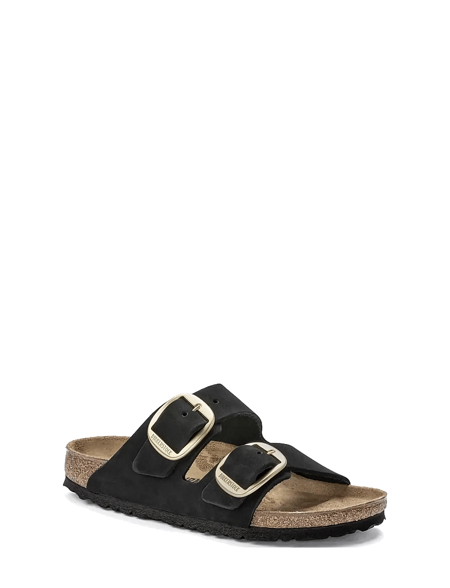 Birkenstock - Arizona Big Buckle LENB Black (gold) - platta sandaler - black - 0