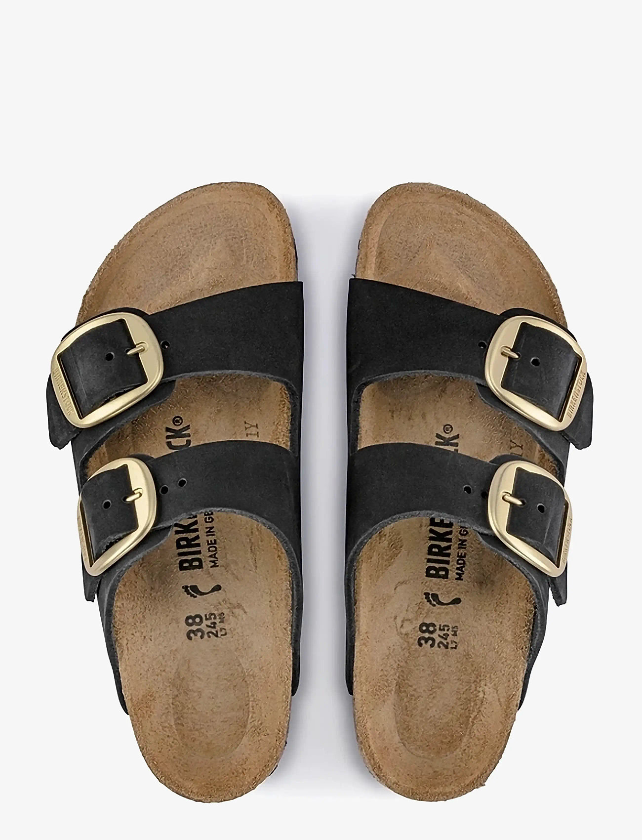 Birkenstock - Arizona Big Buckle LENB Black (gold) - kontsata sandaalid - black - 1