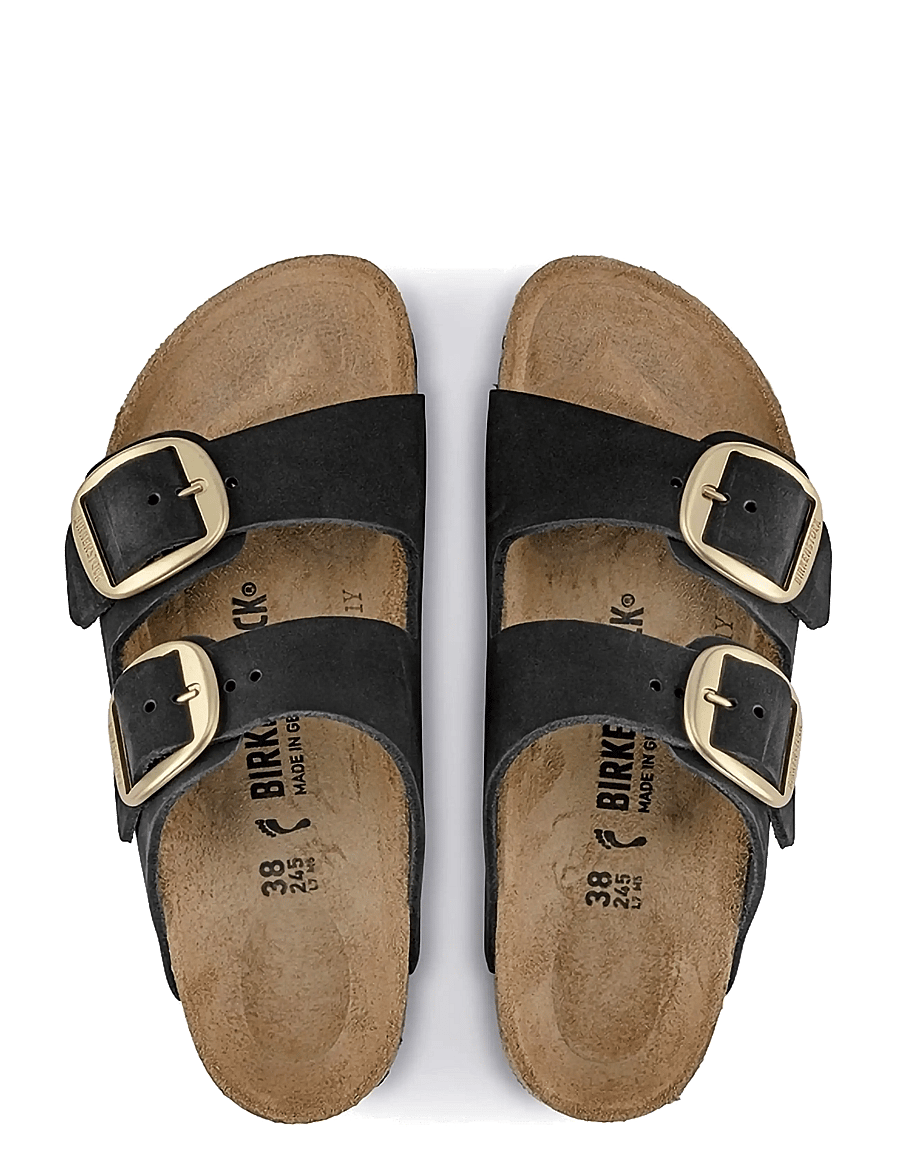Birkenstock - Arizona Big Buckle LENB Black (gold) - platta sandaler - black - 1