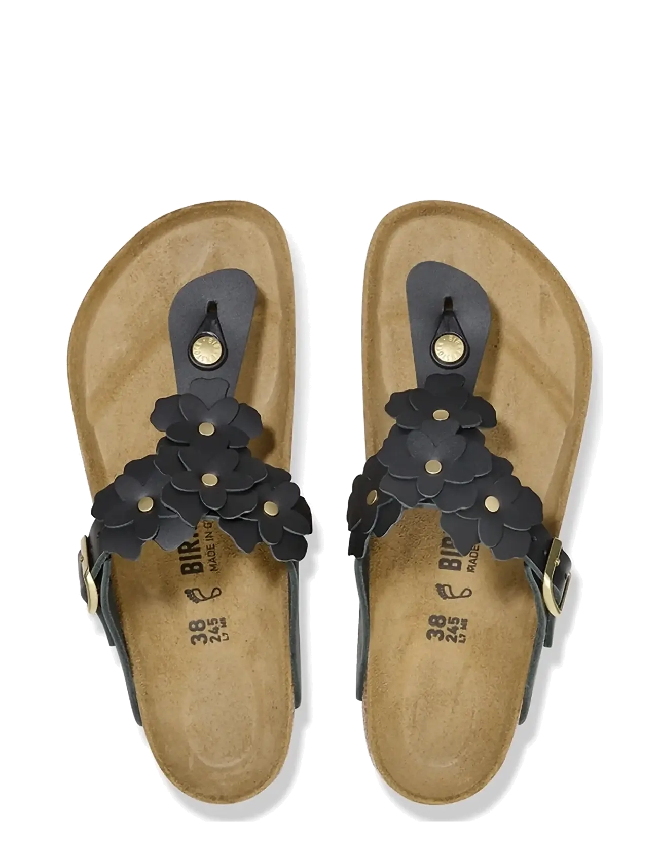 Birkenstock - Gizeh Flowers - platta sandaler - black - 1