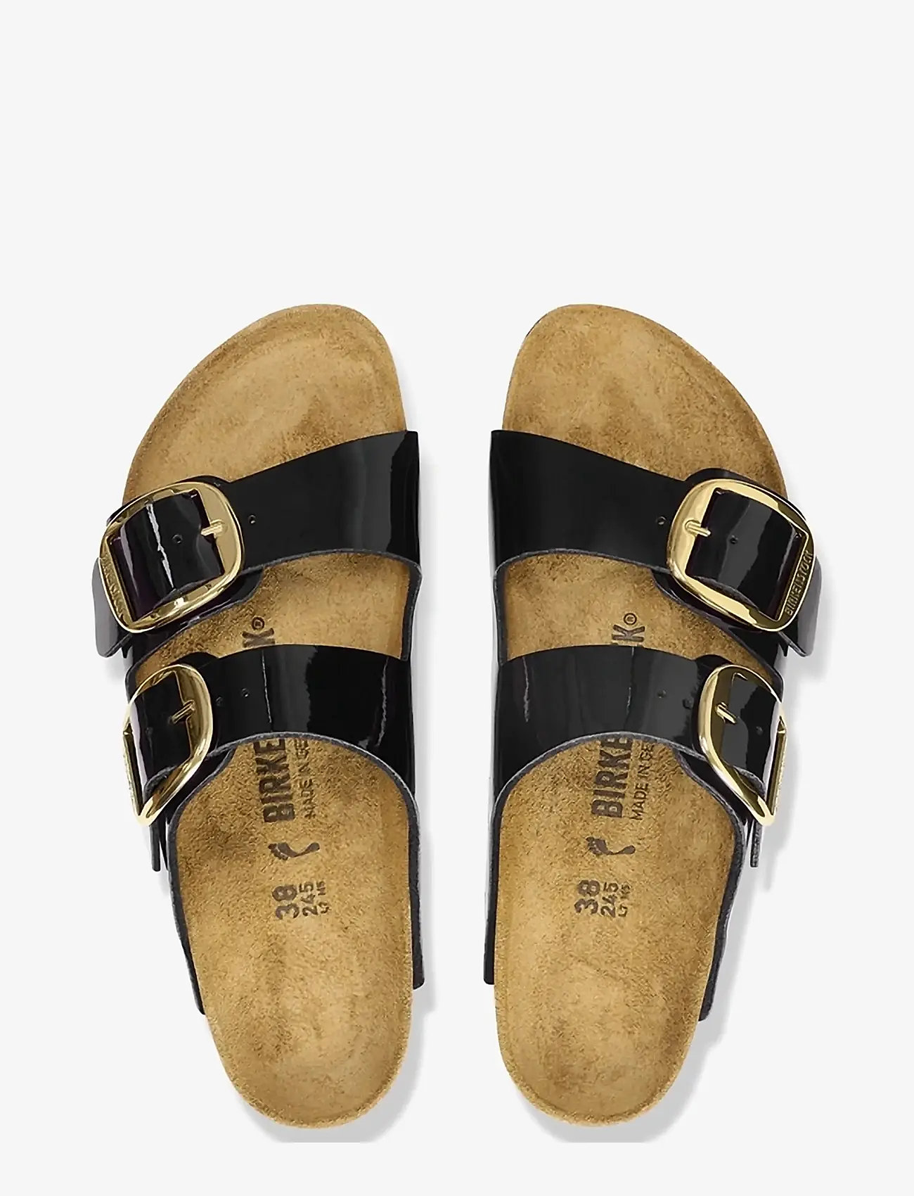 Birkenstock - Arizona Big Buckle BF - flade sandaler - patent black/gold - 1