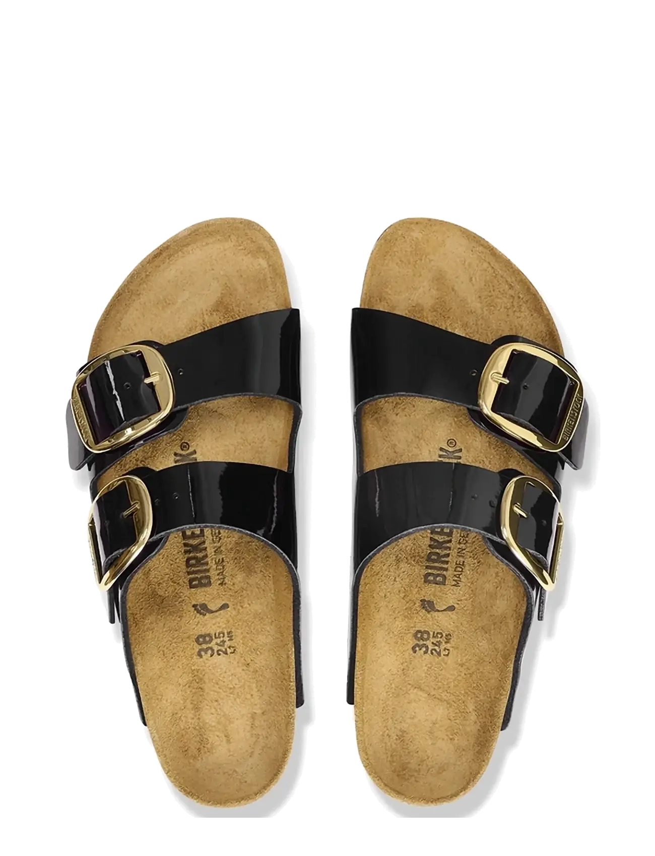 Birkenstock - Arizona Big Buckle BF - lygiapadės basutės - patent black/gold - 1