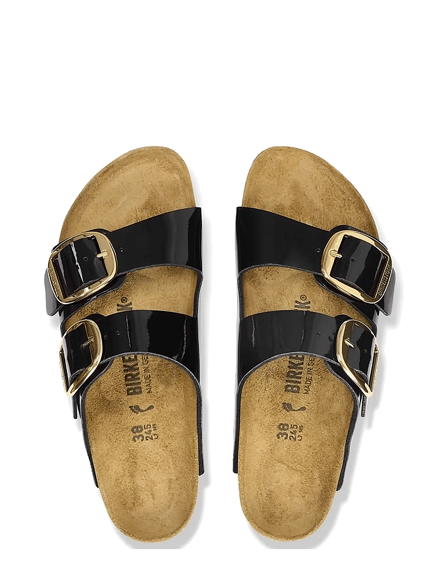 Birkenstock - Arizona Big Buckle BF - platta sandaler - patent black/gold - 1