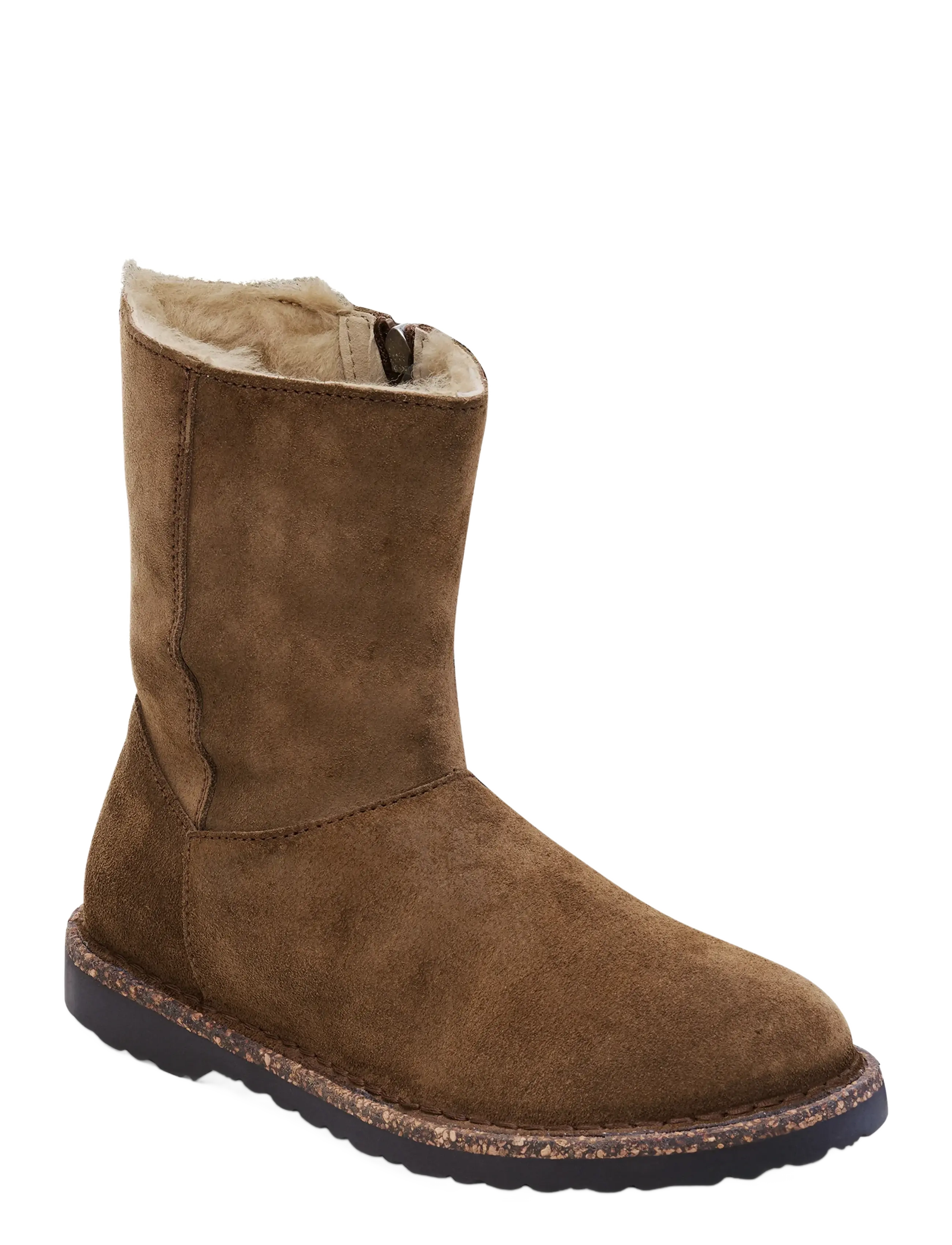 Birkenstock Uppsala Zip Shearling Leve Dark Tea, 41, Ankle Boots, Braun - Boots Flat Heel, Frauen