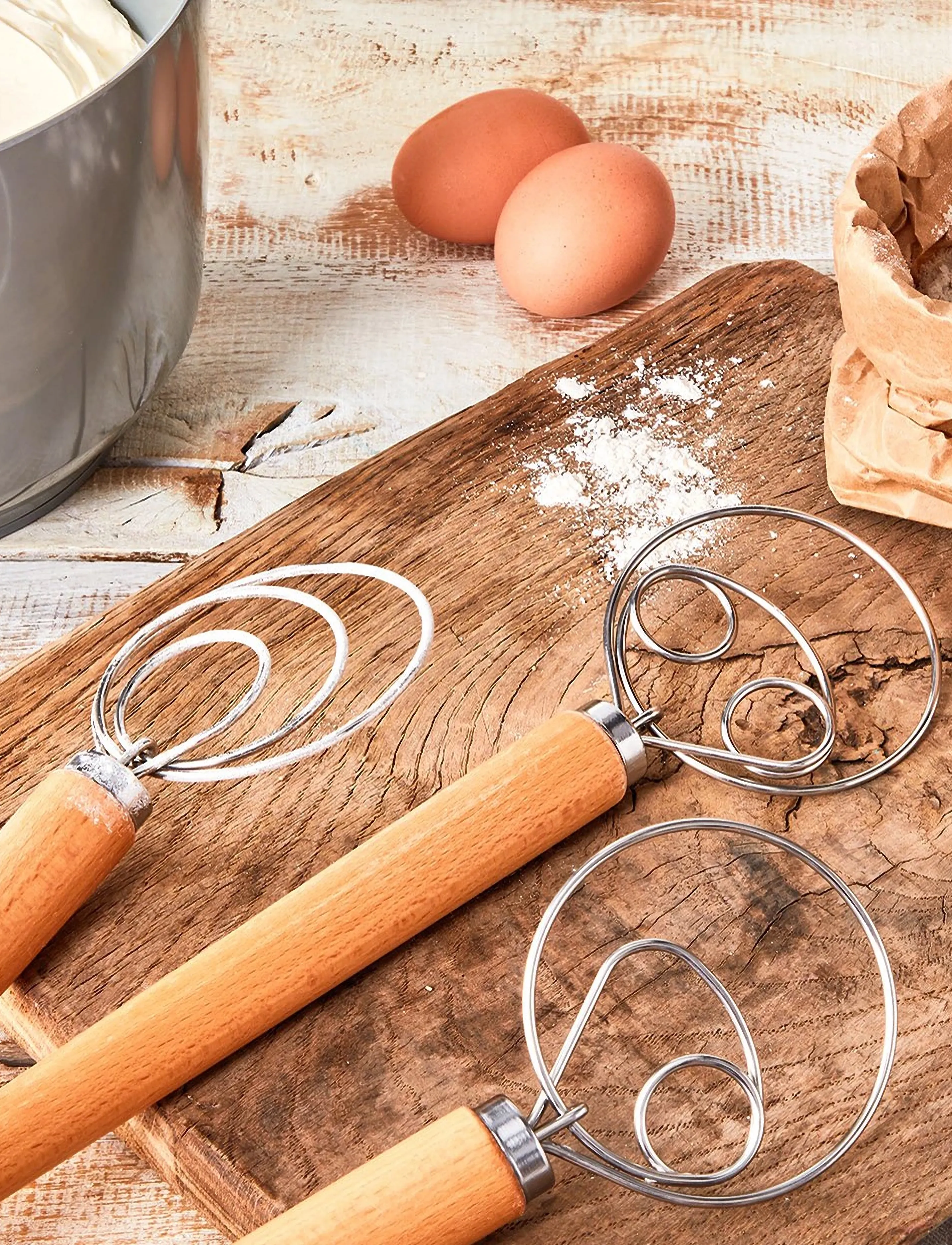 birkmann - Birkmann Danish Dough Whisk Double Loop 34 cm - visplid - silver - 0
