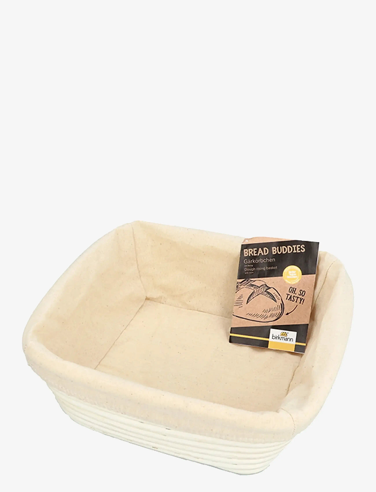 birkmann - Birkmann Proofing Basket Square with Cotton Cloth 25 cm - leivontatarvikkeet - beige - 1