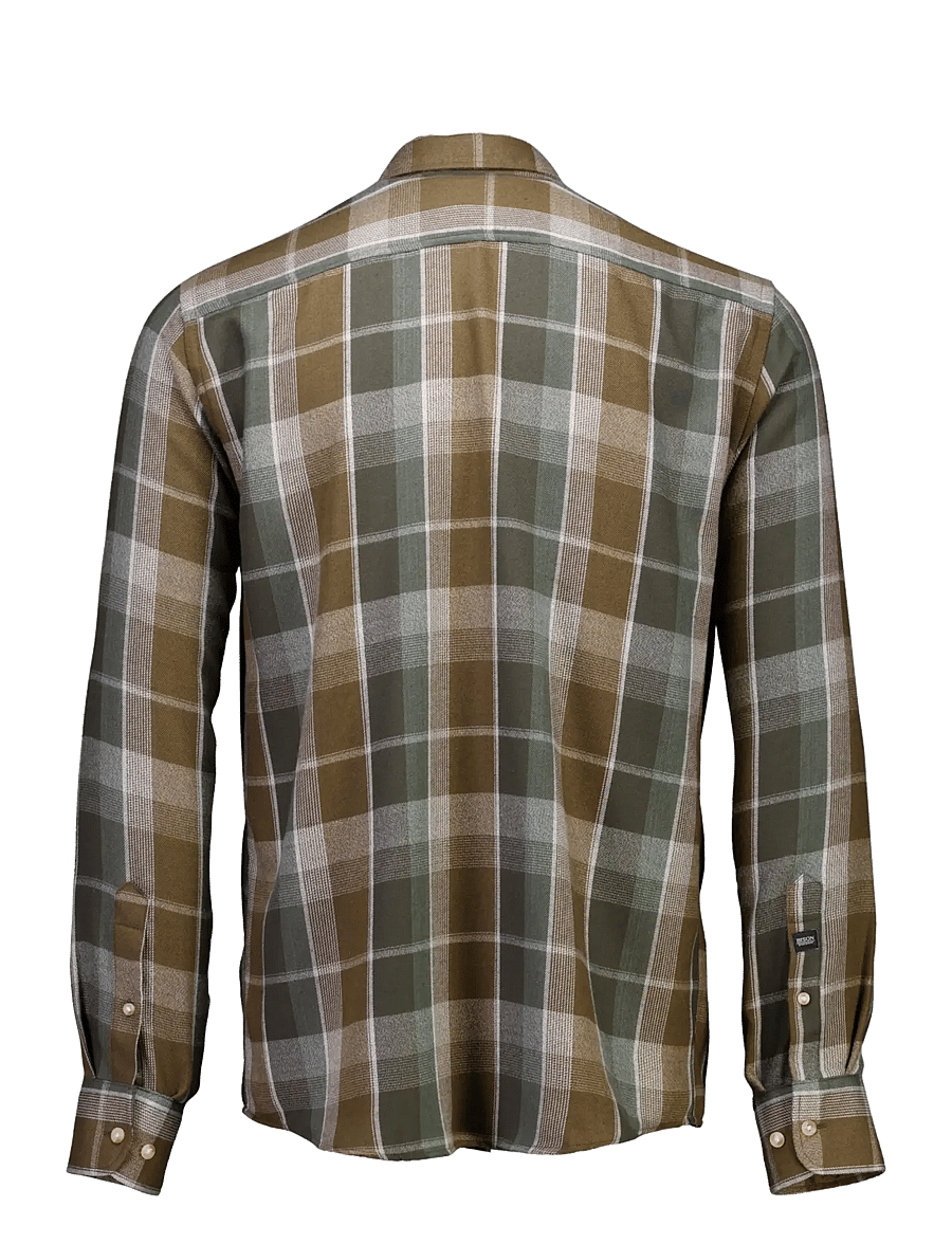 Bison - Super soft check L/S - checkered shirts - dk army - 2