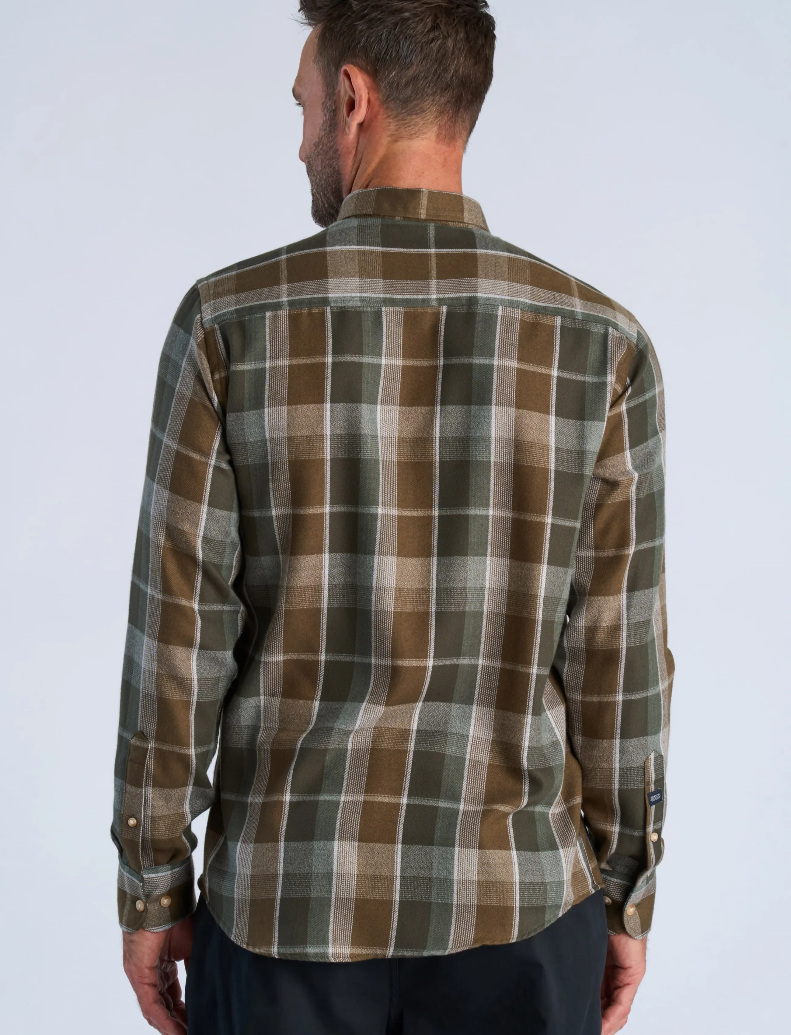 Bison - Super soft check L/S - checkered shirts - dk army - 3