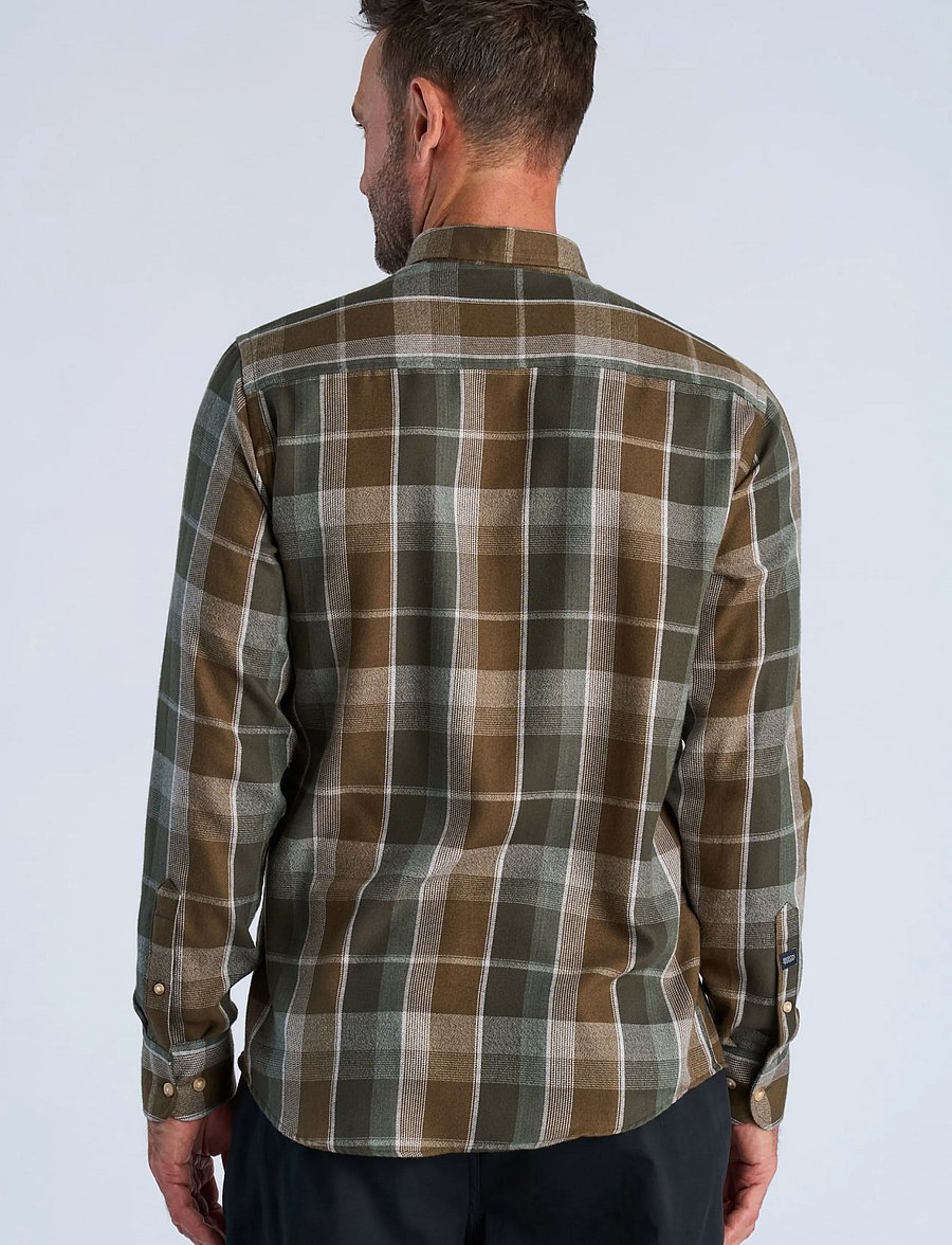 Bison - Super soft check L/S - checkered shirts - dk army - 3