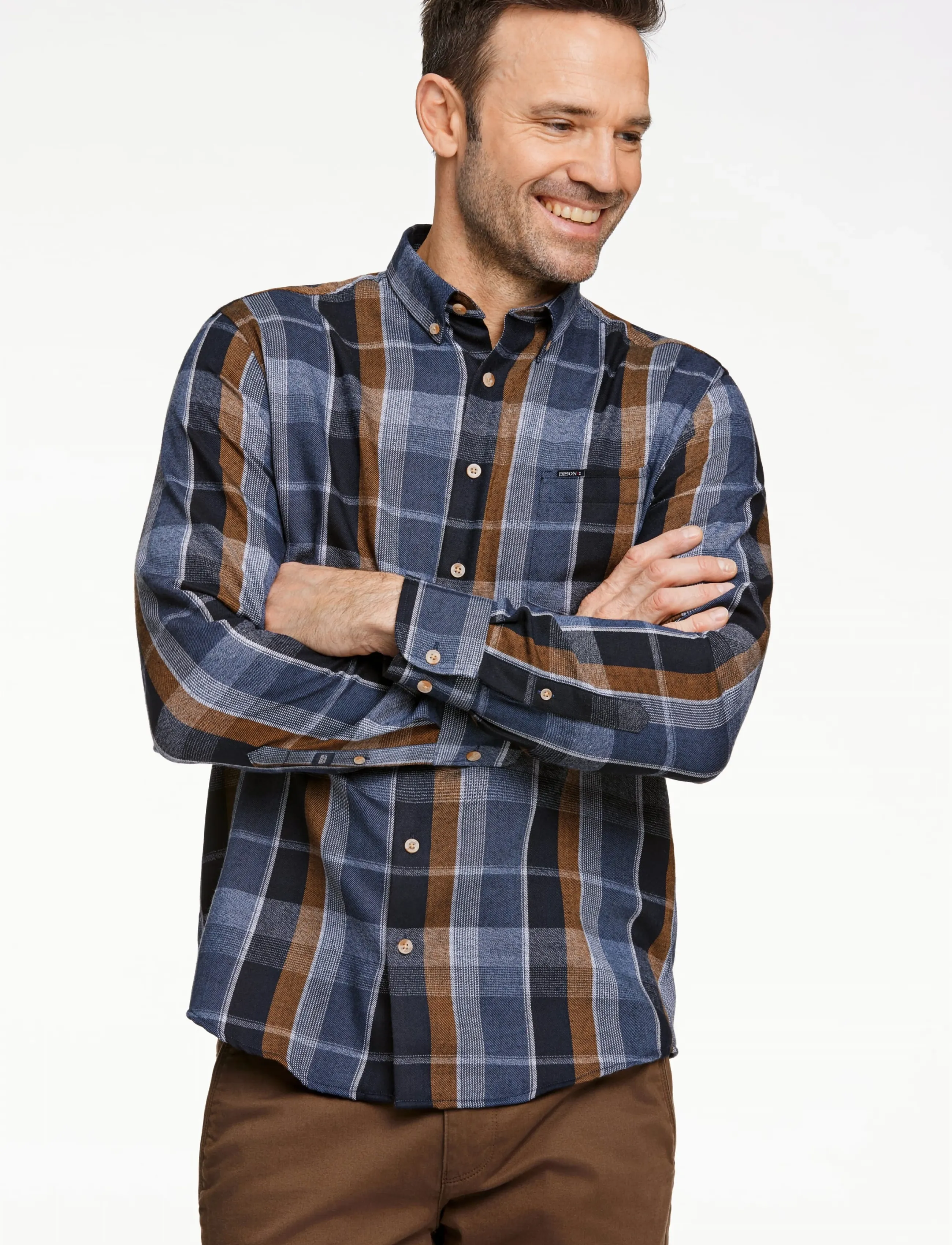 Bison Super soft check L/S - Kollektionen - NAVY / navy