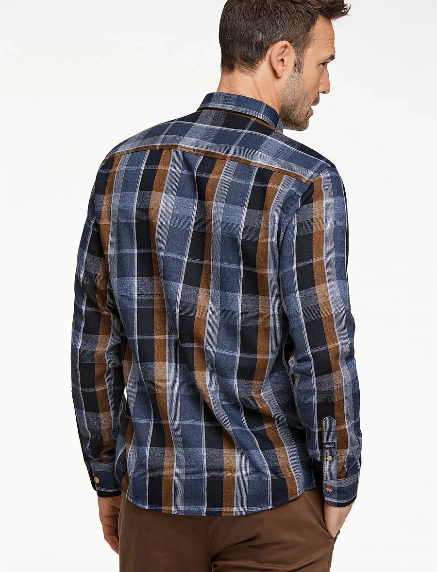 Bison - Super soft check L/S - karierte hemden - navy - 4