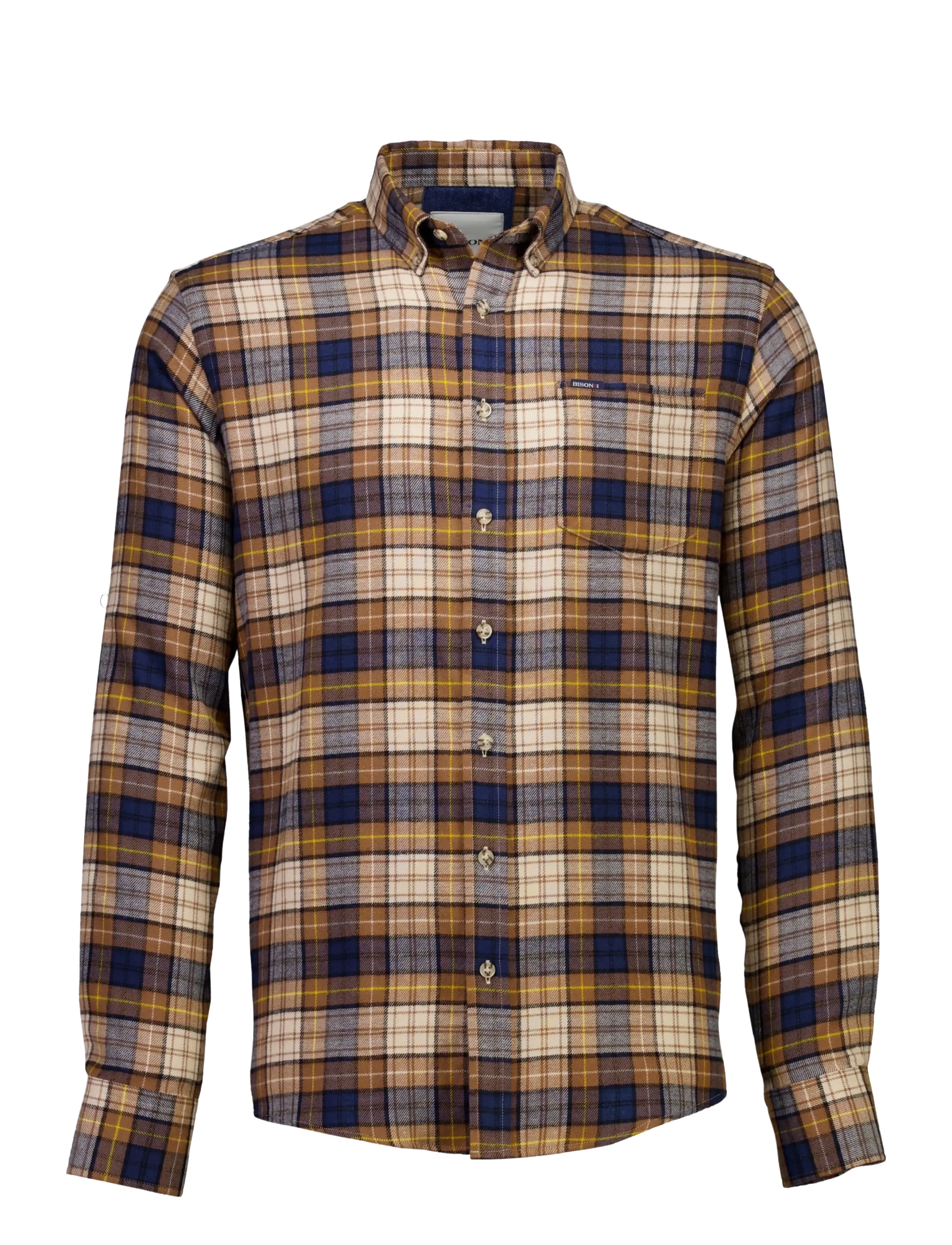 Bison - Checked shirt L/S - camel - 1
