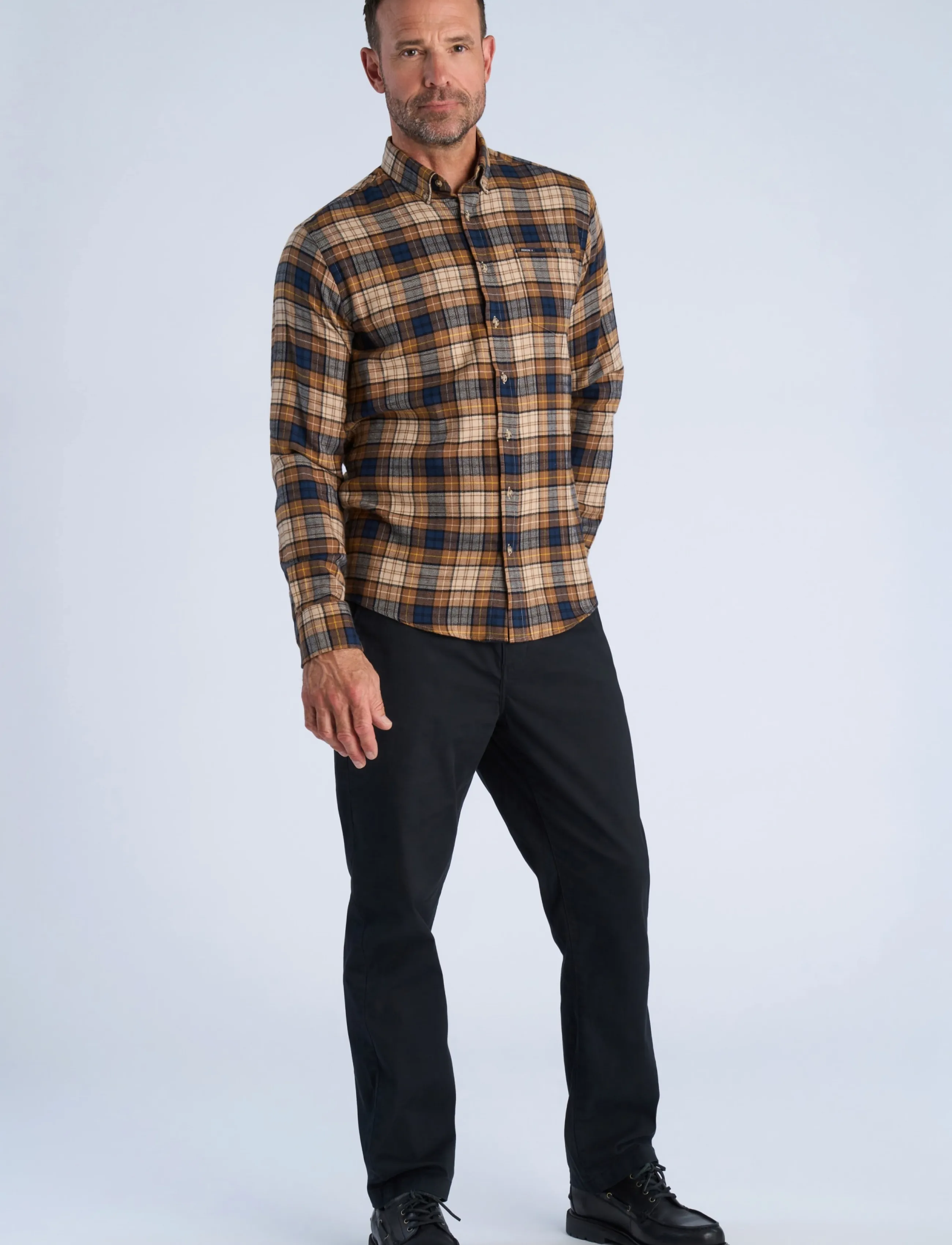 Bison - Checked shirt L/S - camel - 4