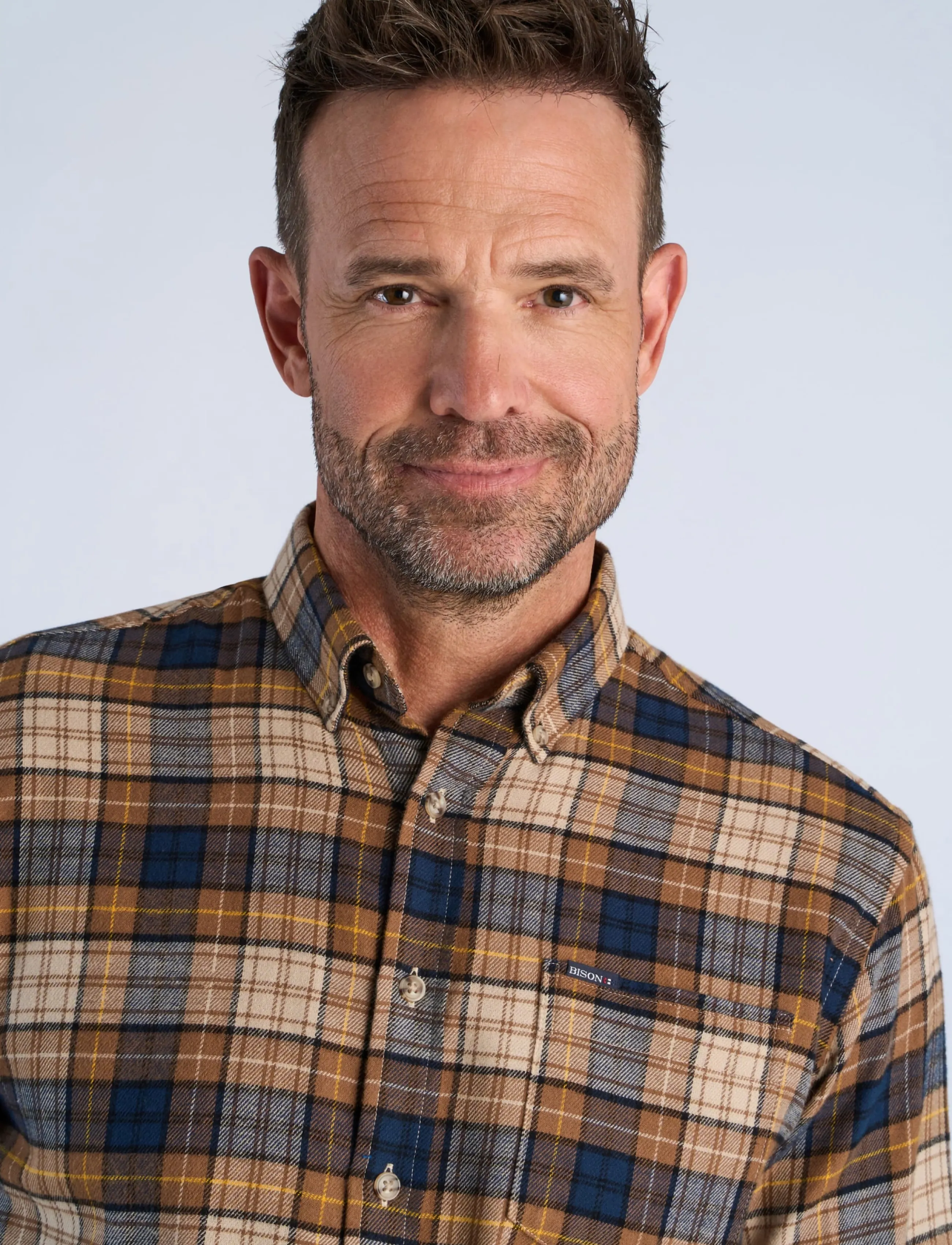Bison - Checked shirt L/S - camel - 5