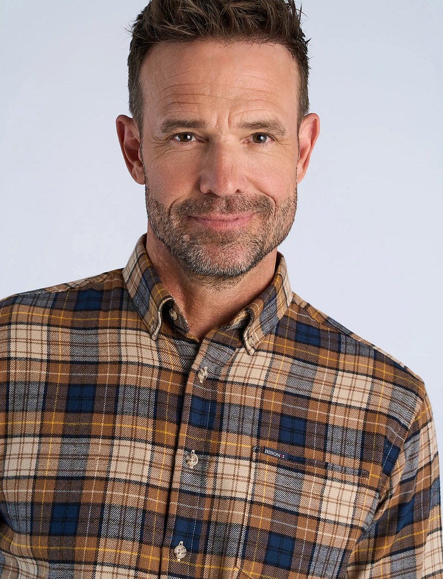 Bison - Checked shirt L/S - checkered shirts - camel - 5