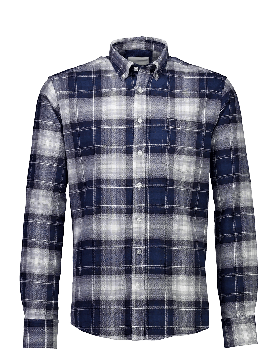 Bison - Checked shirt L/S - navy - 0