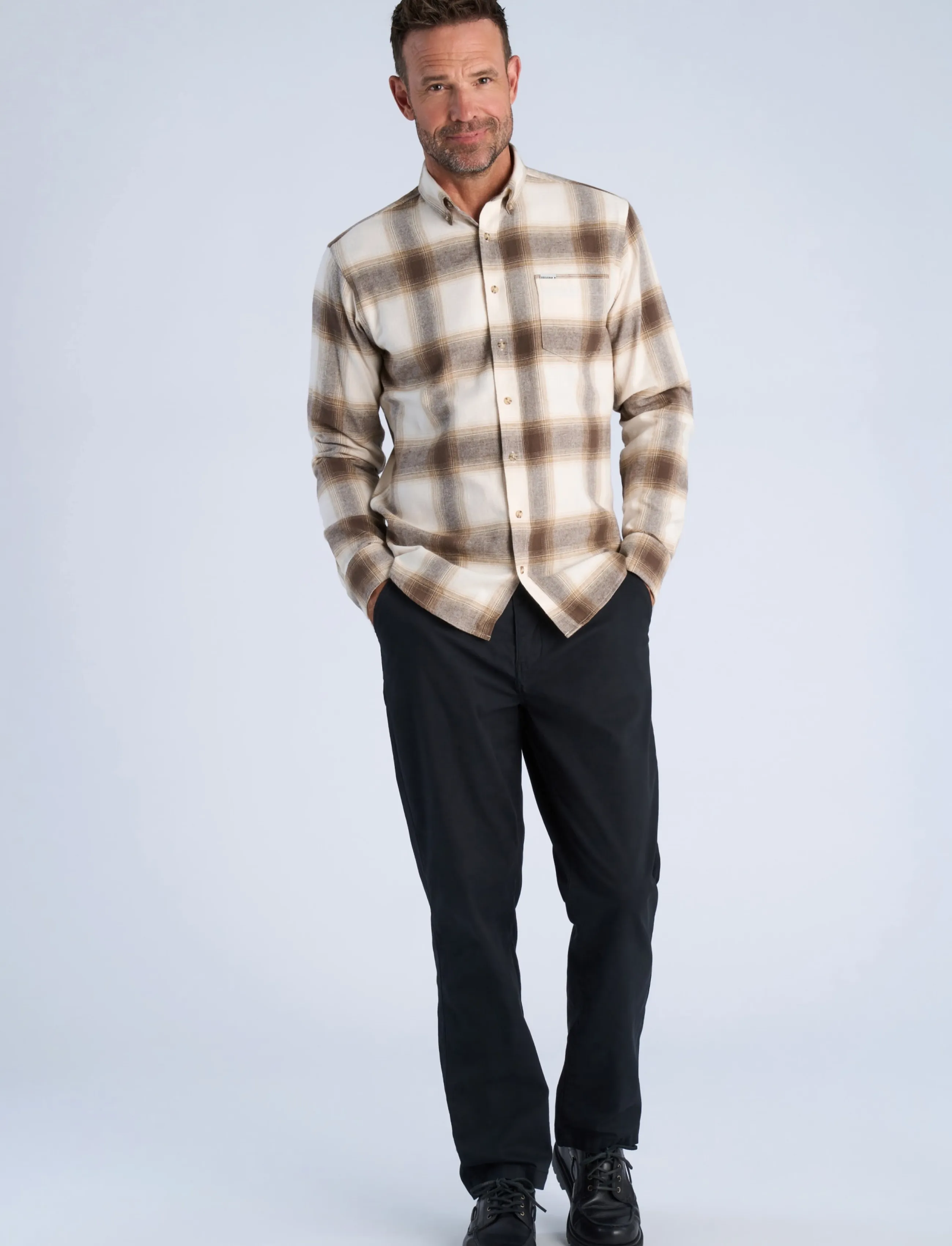 Bison - Checked shirt L/S - off white - 4