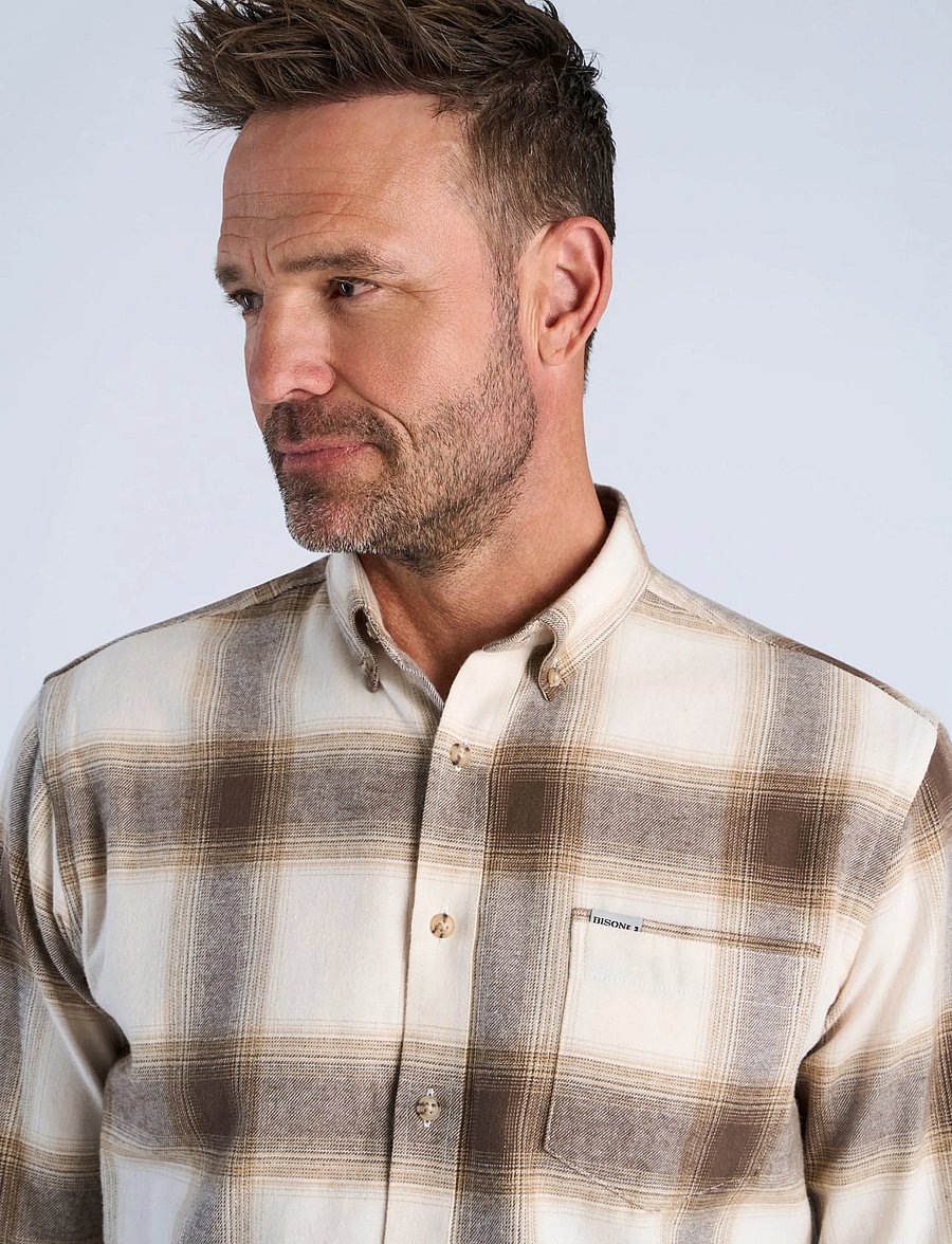Bison - Checked shirt L/S - checkered shirts - off white - 5