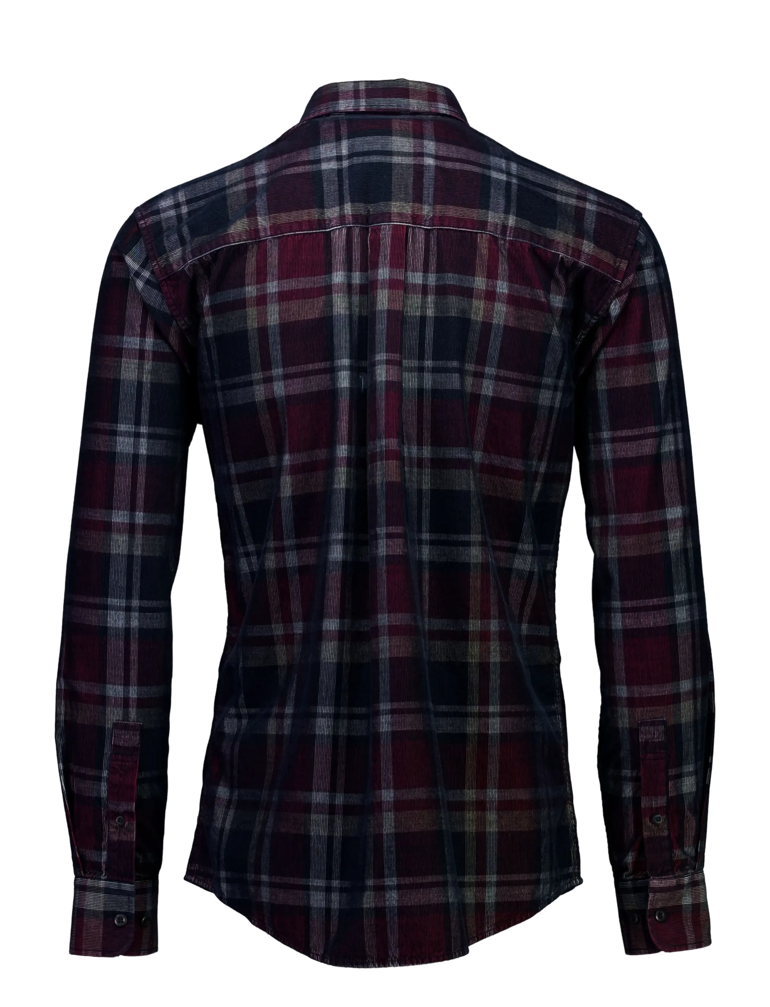 Bison - Fine corduroy check shirt L/S - kollektionen - dk red - 2