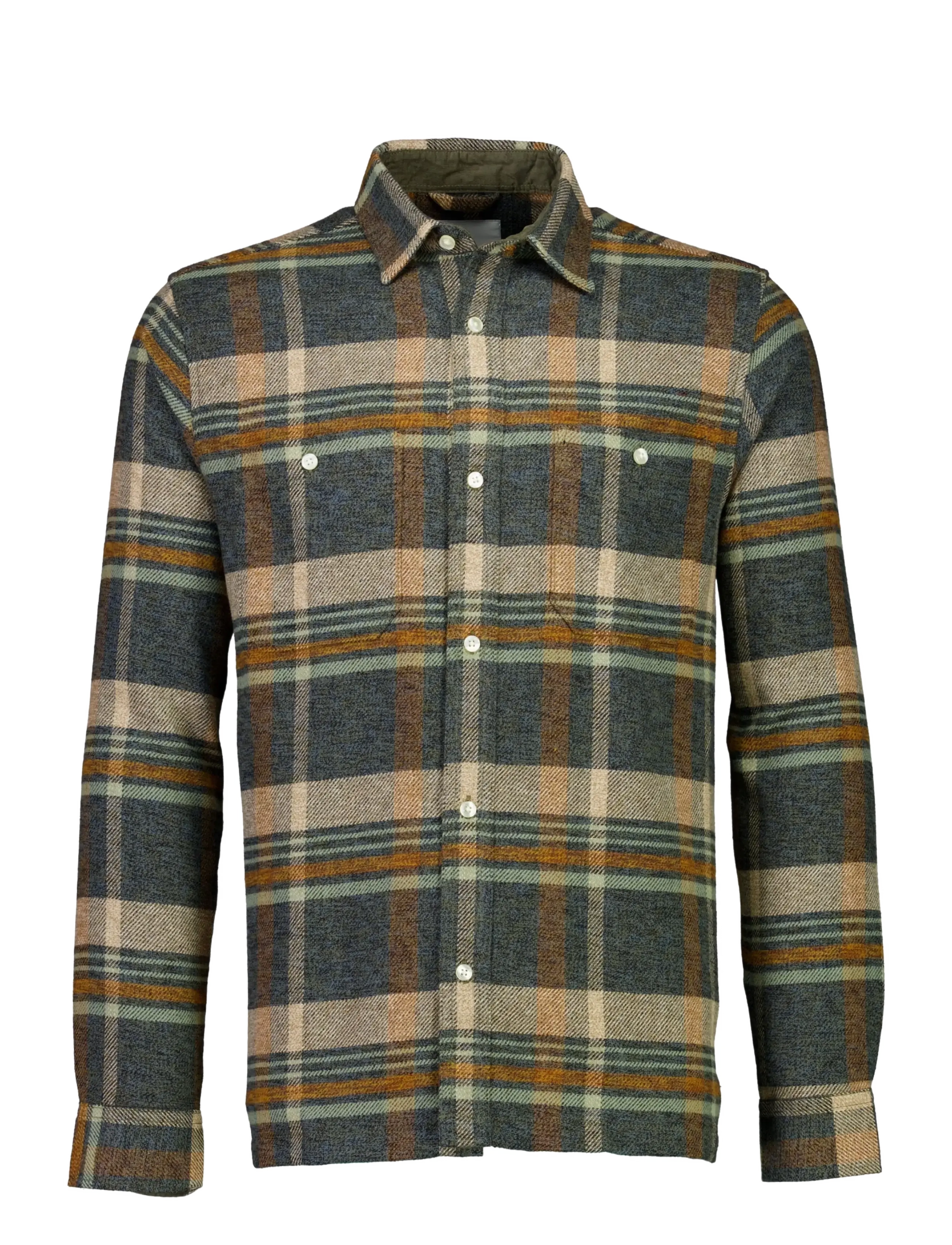 Bison - Twill check heavy shirt L/S - dk sand - 1